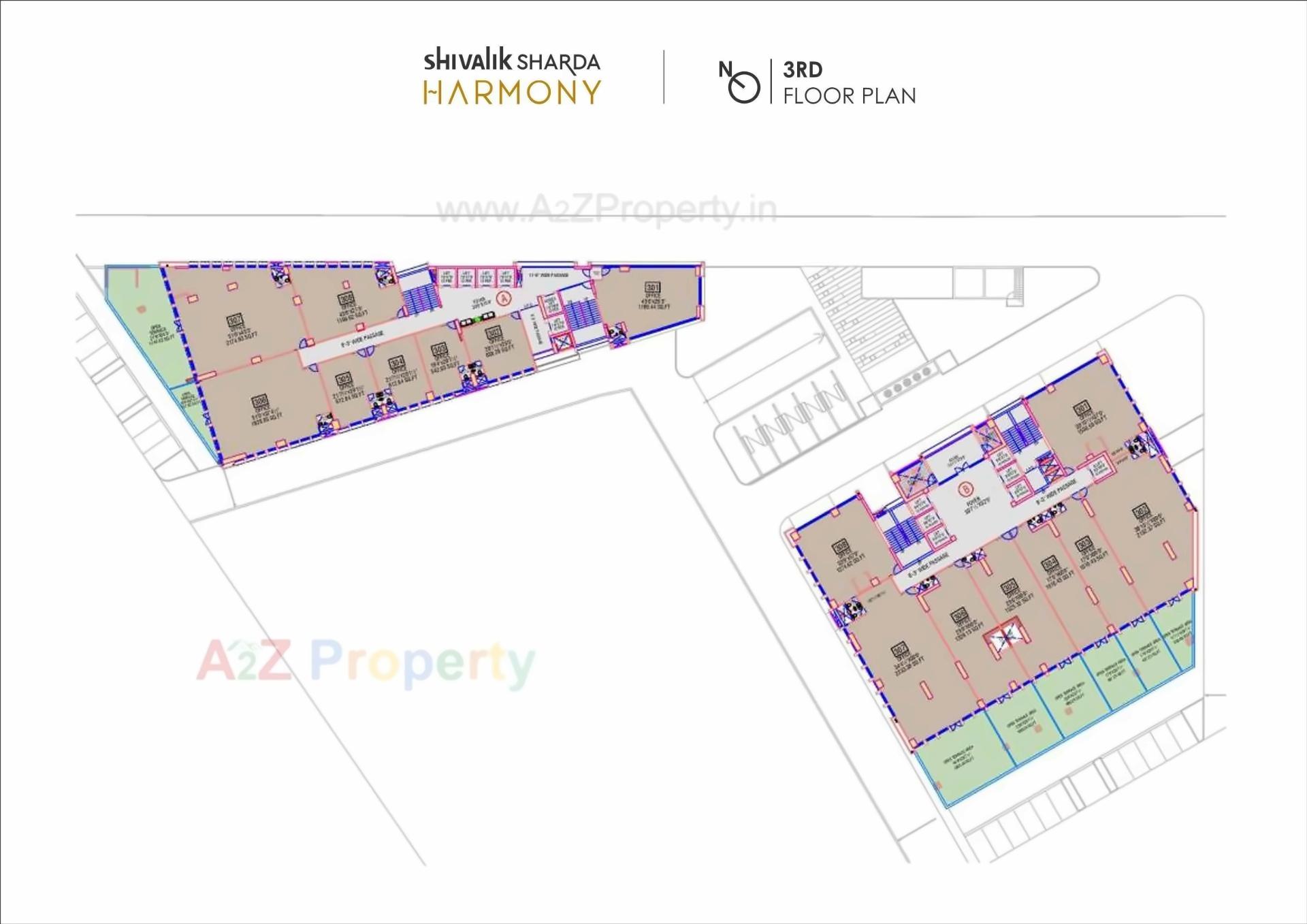 Layout of real estate project Shivalik Sharda Harmony located at Ahmedabad, Ahmedabad, Gujarat