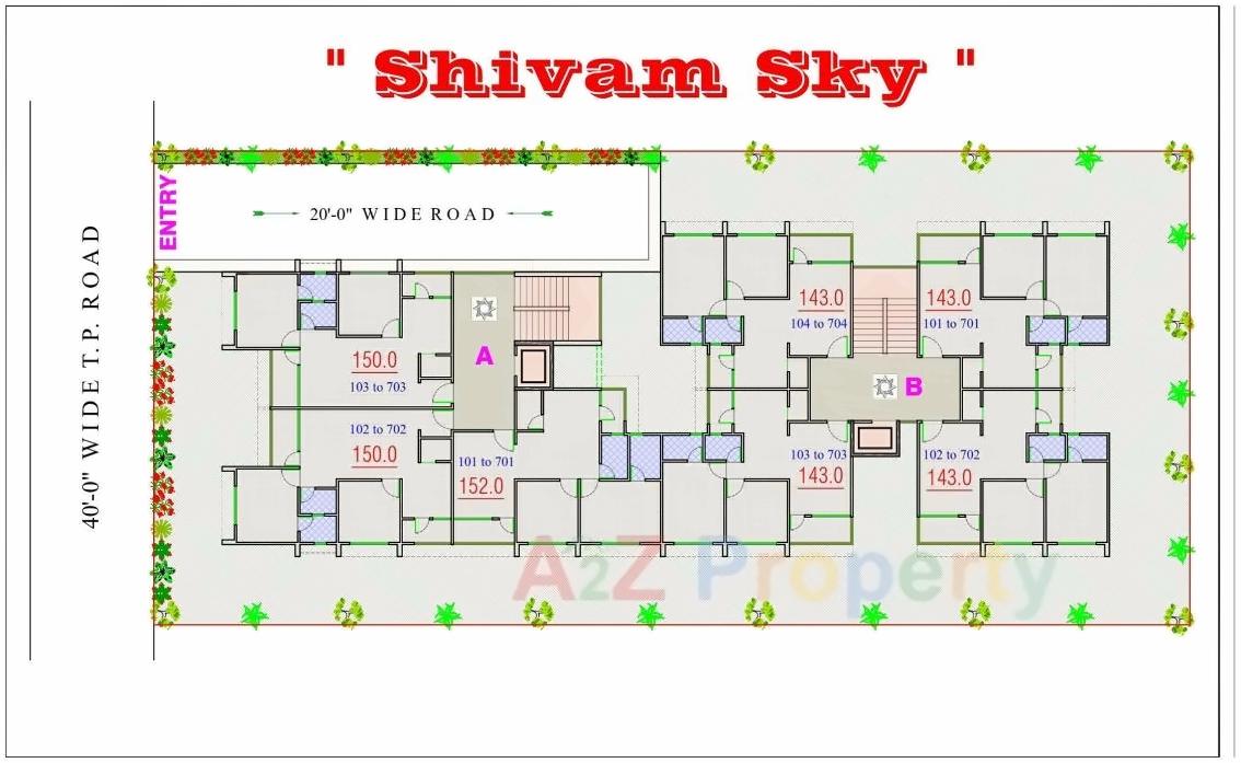 Layout of real estate project Shivam Sky located at Ramol, Ahmedabad, Gujarat