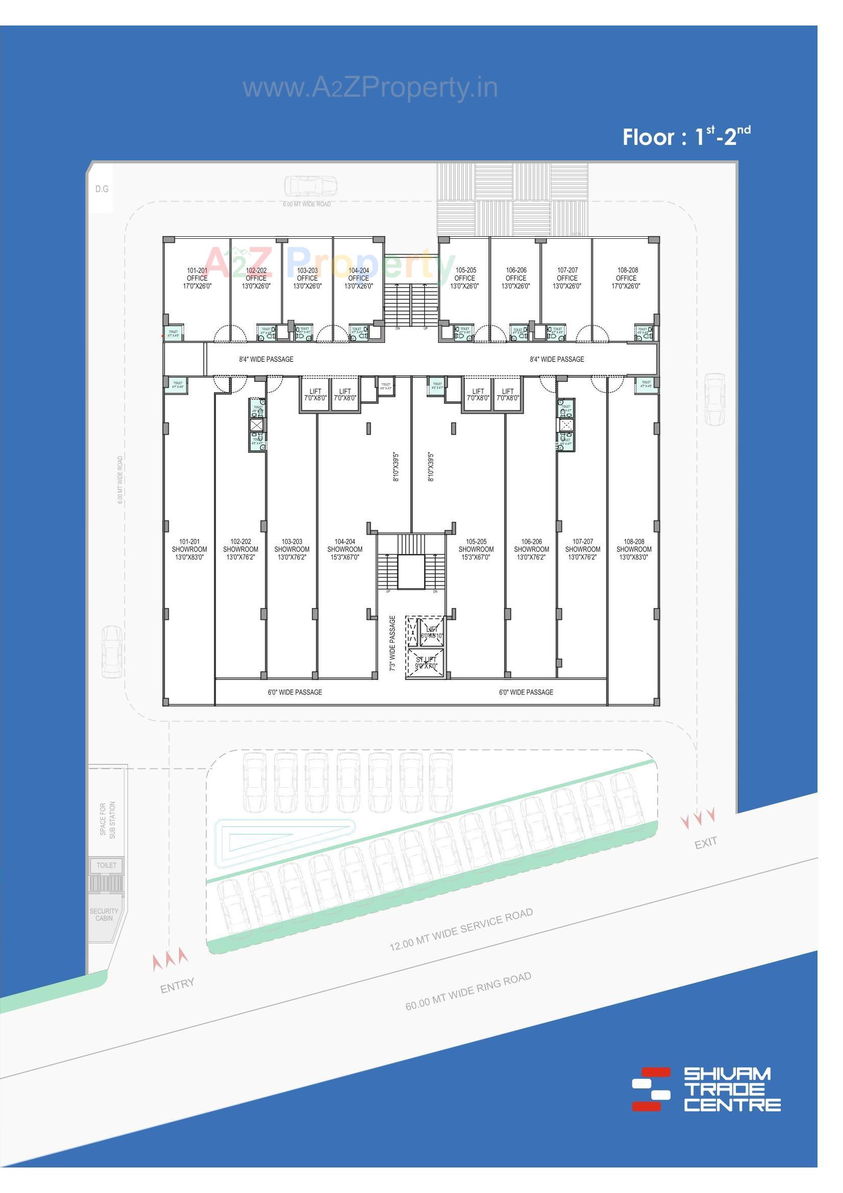Layout of real estate project Shivam Trade Center located at Ambali, Ahmedabad, Gujarat