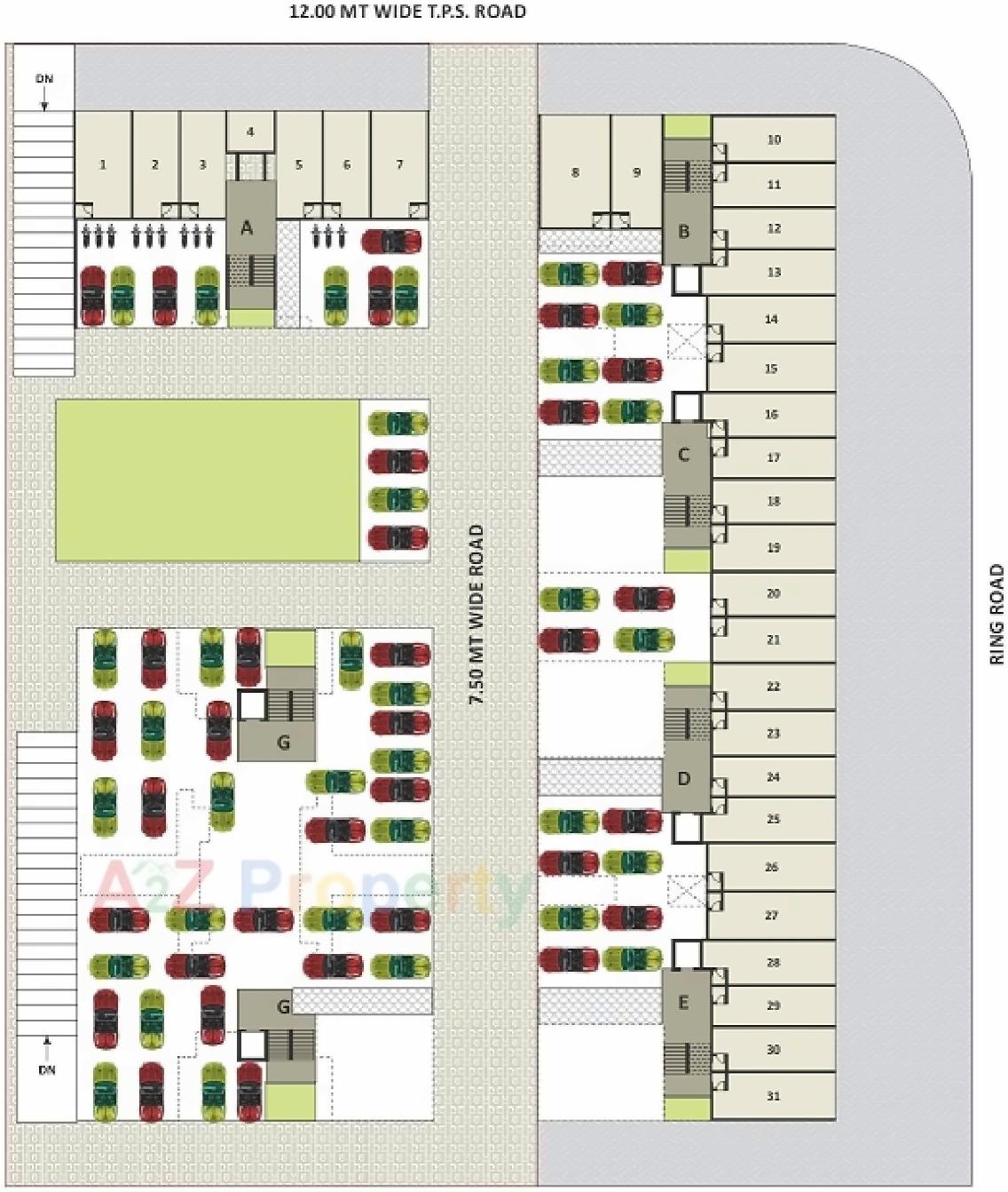 Layout of real estate project Shoham Sanidhya located at Ramol, Ahmedabad, Gujarat