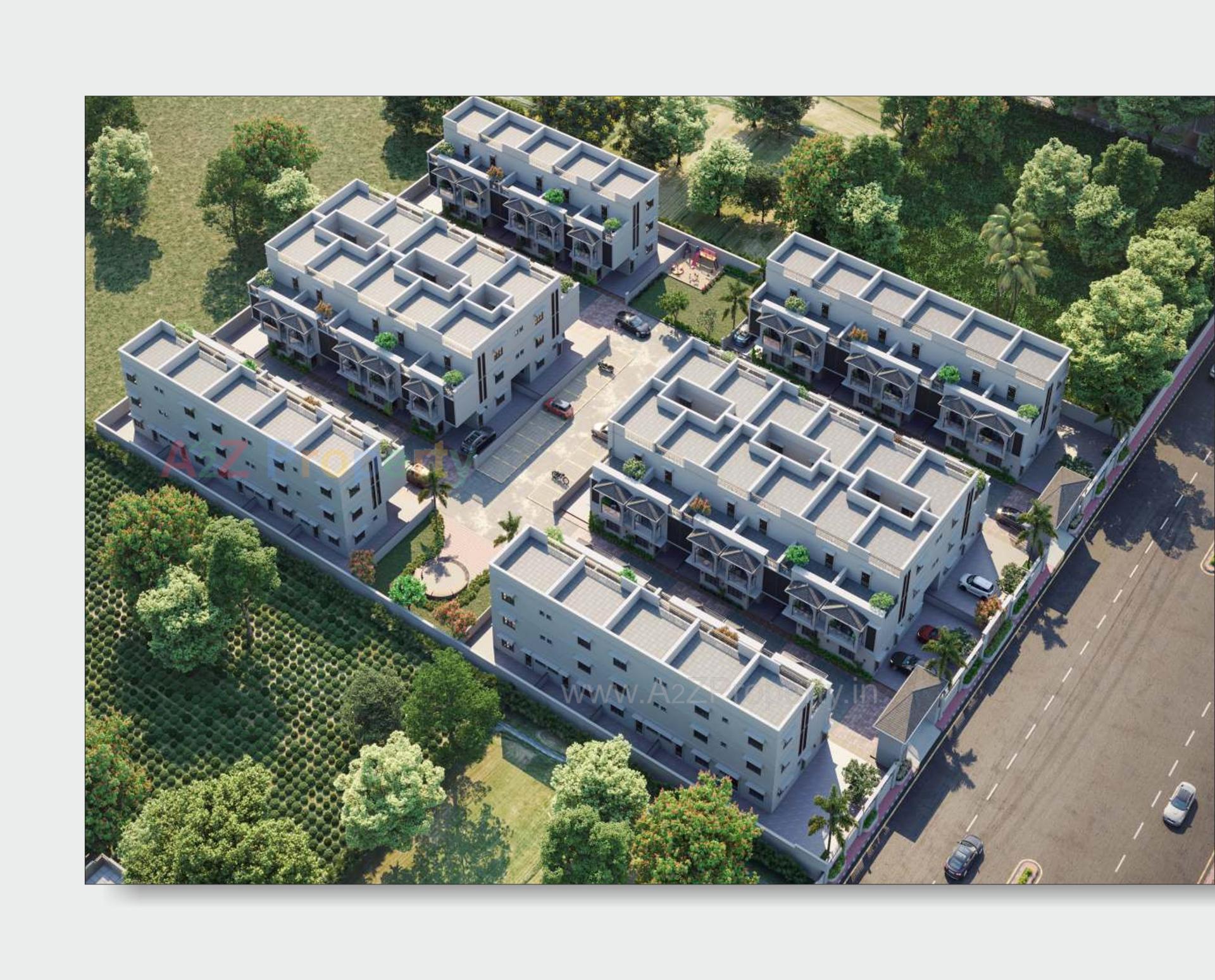 3D Elevation of real estate project Shoolin Bunglows located at Singarva, Ahmedabad, Gujarat