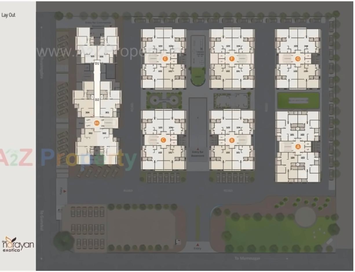 Layout of real estate project Shree Narayan Exotica located at Memnagar, Ahmedabad, Gujarat