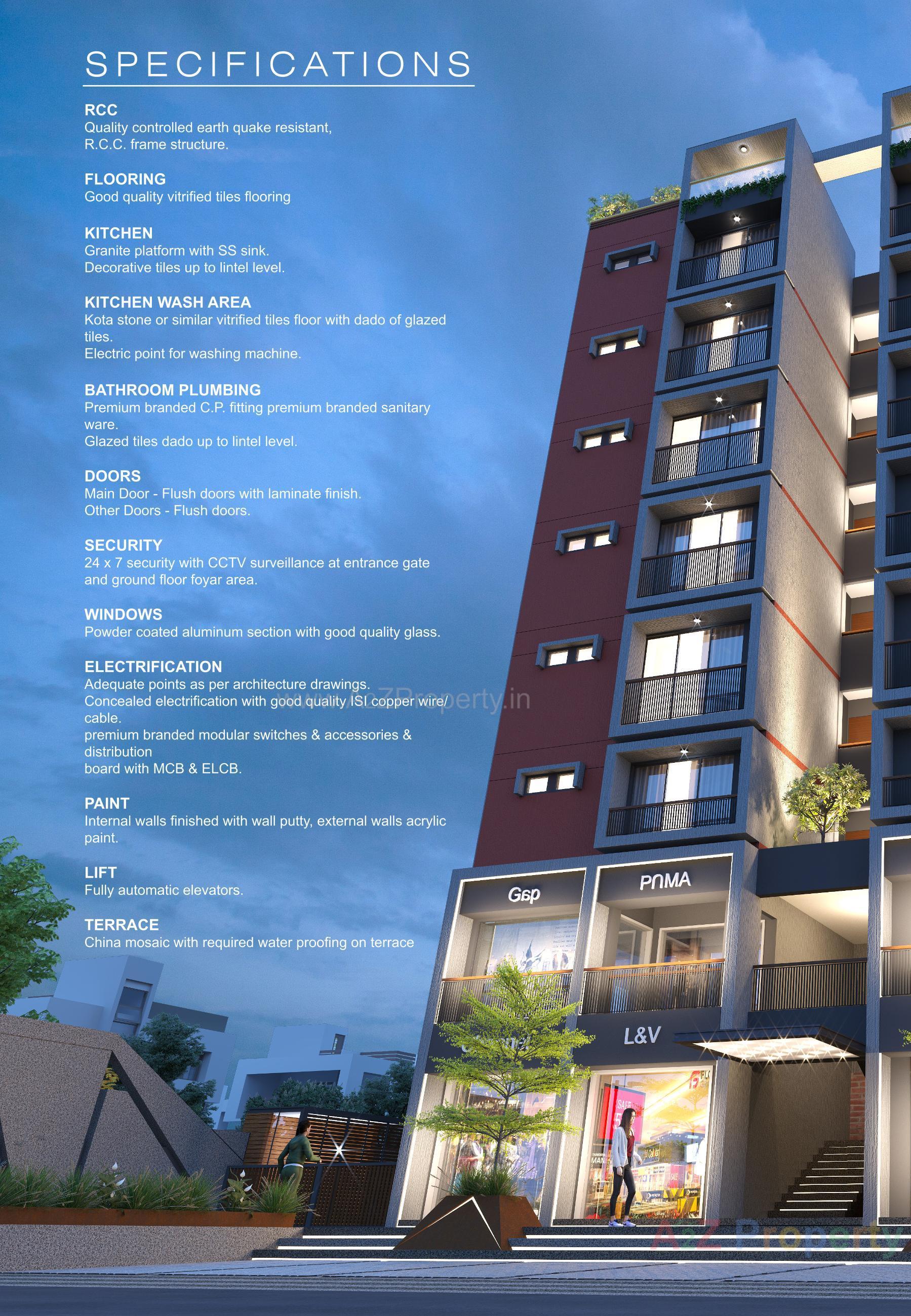 3D Elevation of real estate project Shree Radha Madhav Residency located at Bhadaj, Ahmedabad, Gujarat