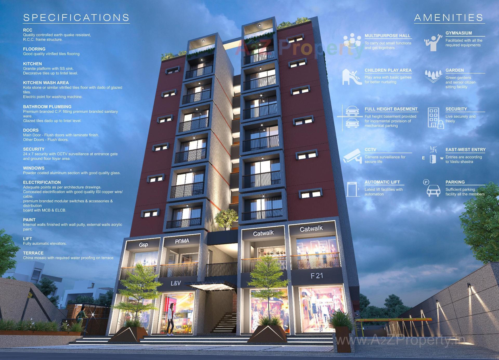 3D Elevation of real estate project Shree Radha Madhav Residency located at Bhadaj, Ahmedabad, Gujarat