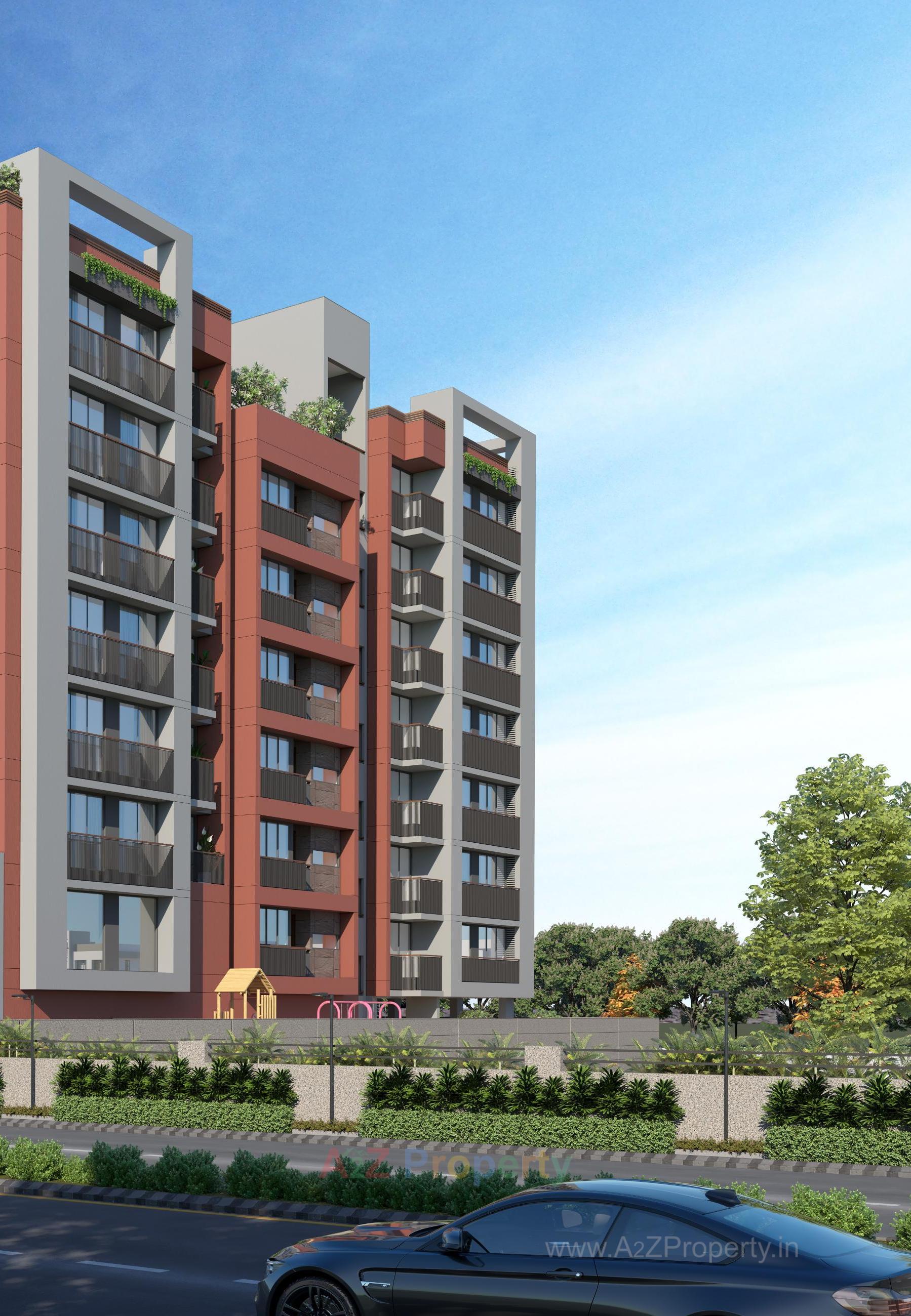 3D Elevation of real estate project Shree Radha Madhav Residency located at Bhadaj, Ahmedabad, Gujarat