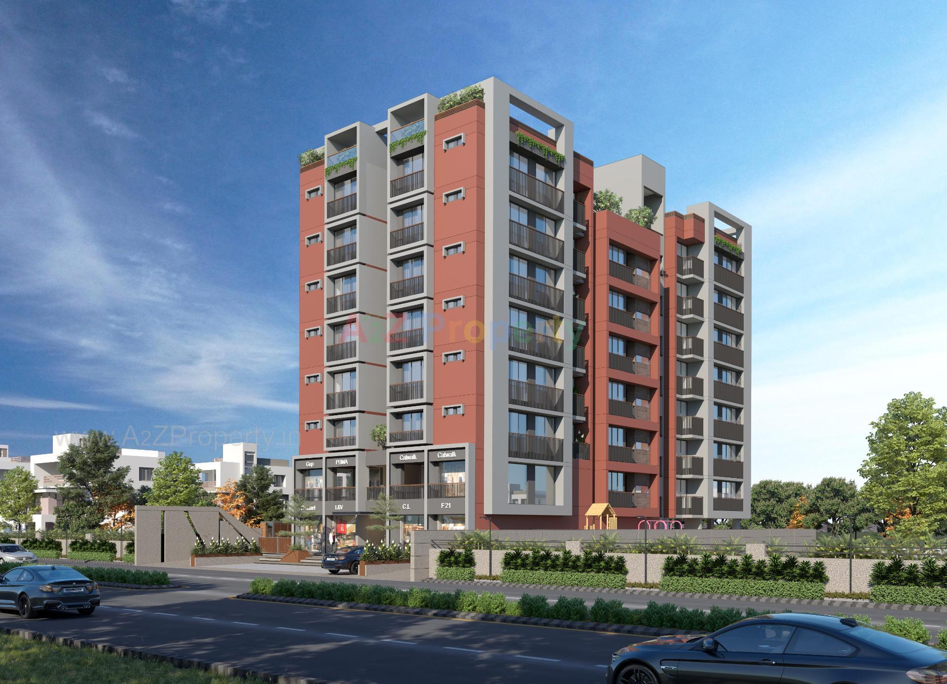 3D Elevation of real estate project Shree Radha Madhav Residency located at Bhadaj, Ahmedabad, Gujarat
