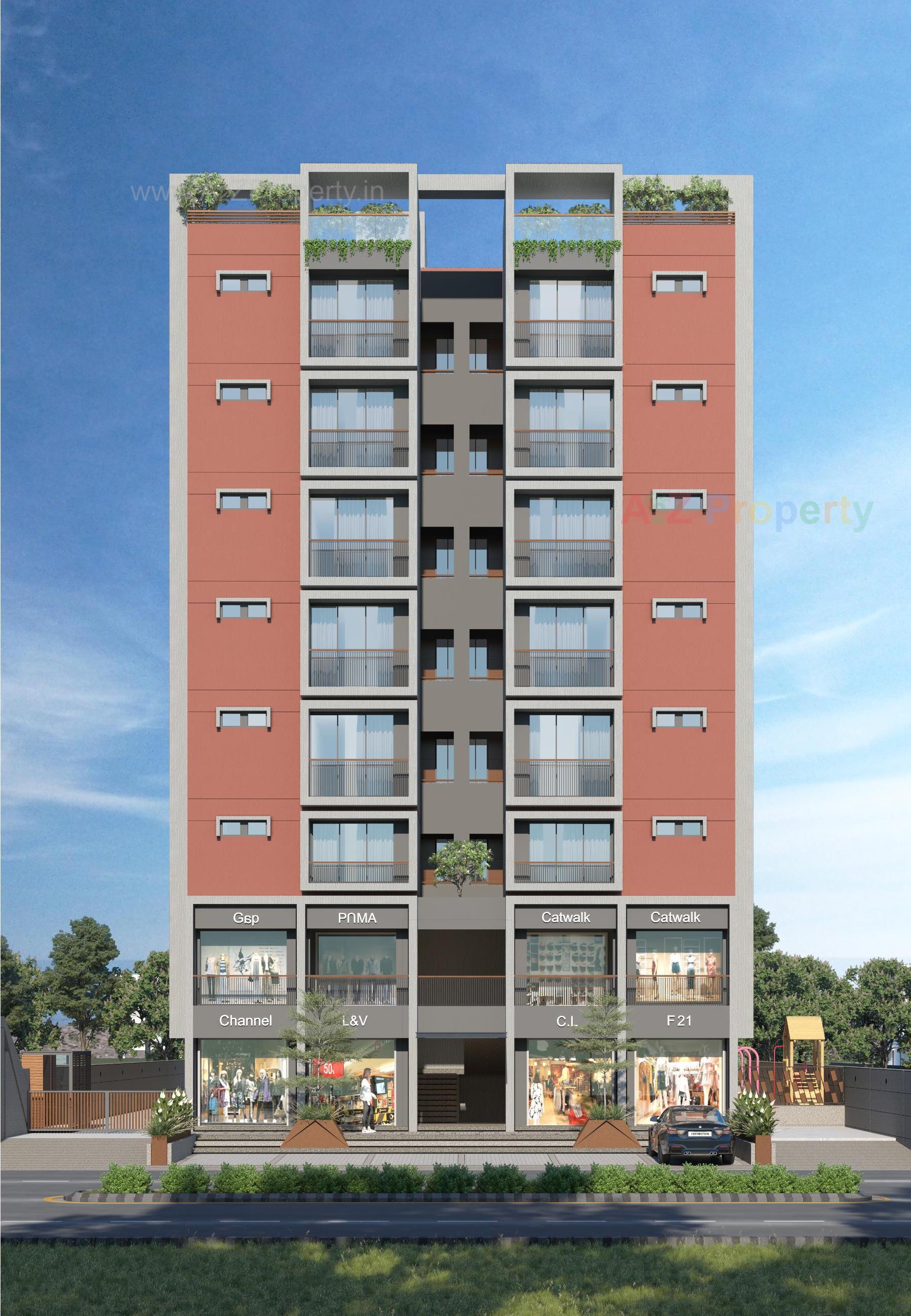 3D Elevation of real estate project Shree Radha Madhav Residency located at Bhadaj, Ahmedabad, Gujarat