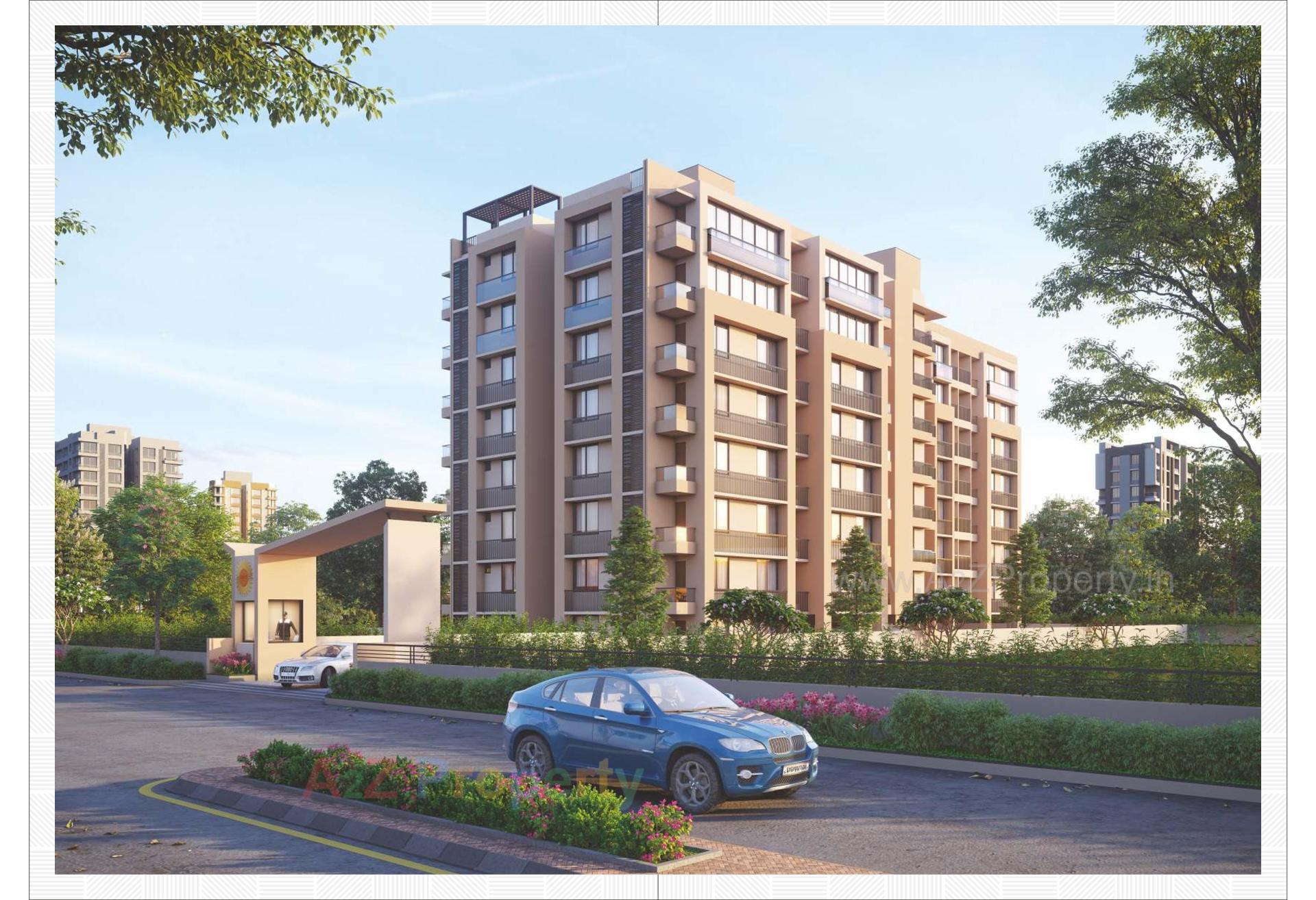 3D Elevation of real estate project Shree Ugati Residency located at Ghatlodiya, Ahmedabad, Gujarat