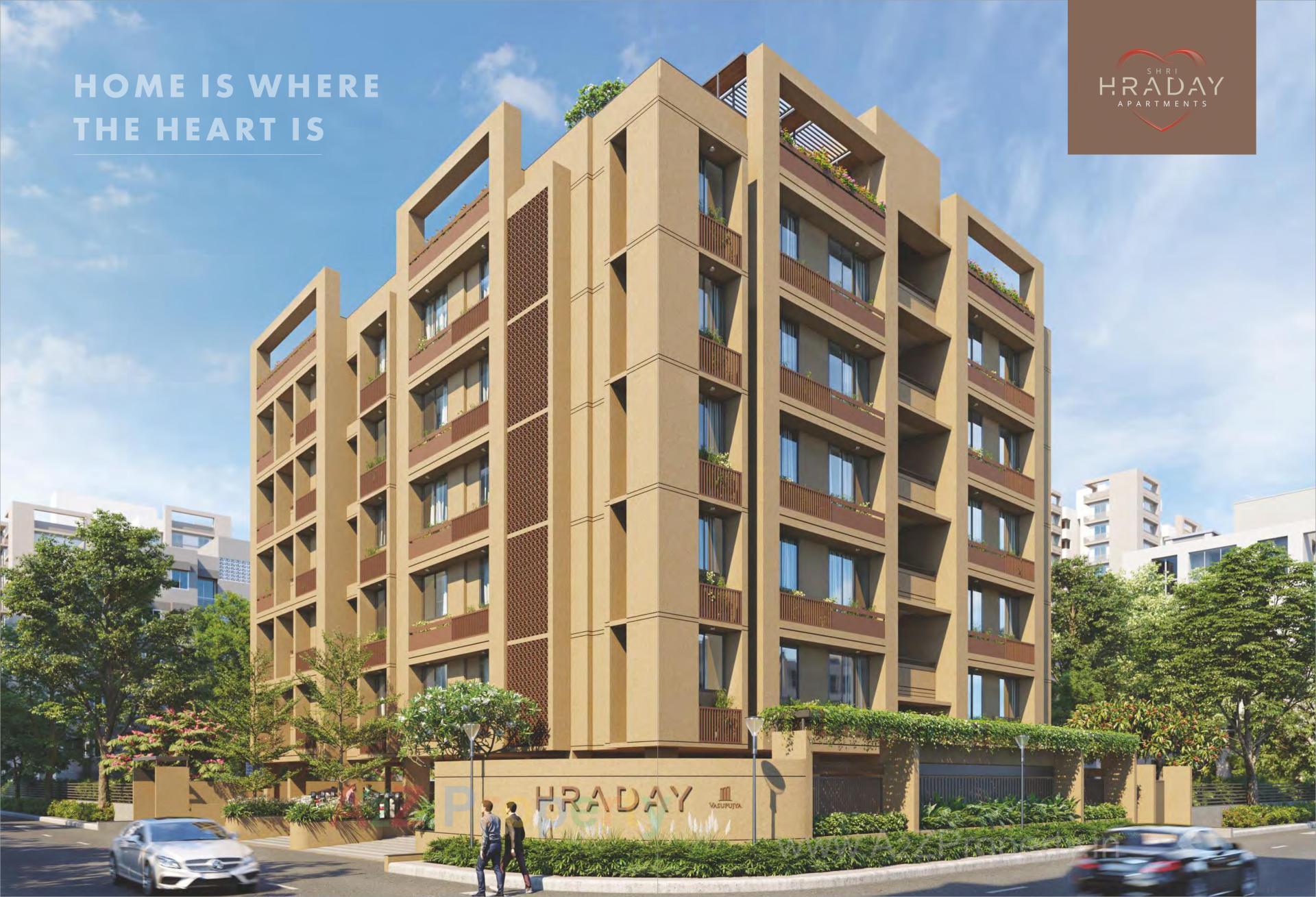 3D Elevation of real estate project Shri Hraday Appartments located at Paldi, Ahmedabad, Gujarat