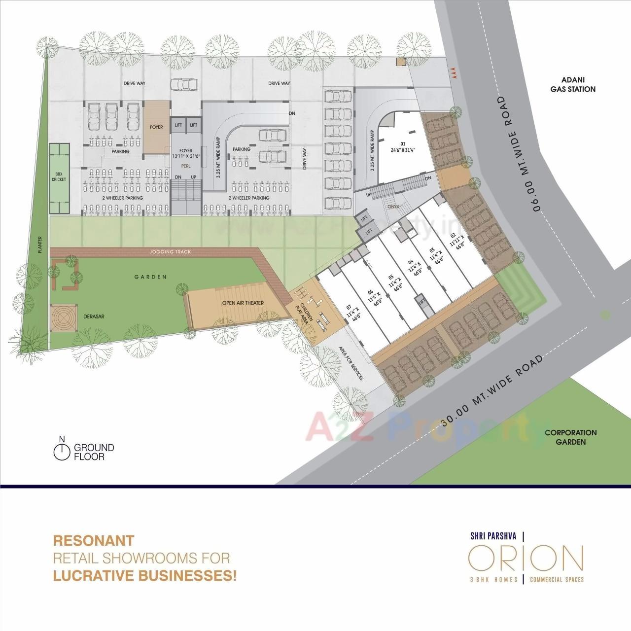Layout of real estate project Shri Parshva Orion located at Paldi, Ahmedabad, Gujarat