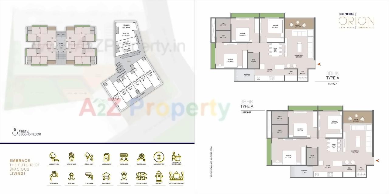 Layout of real estate project Shri Parshva Orion located at Paldi, Ahmedabad, Gujarat