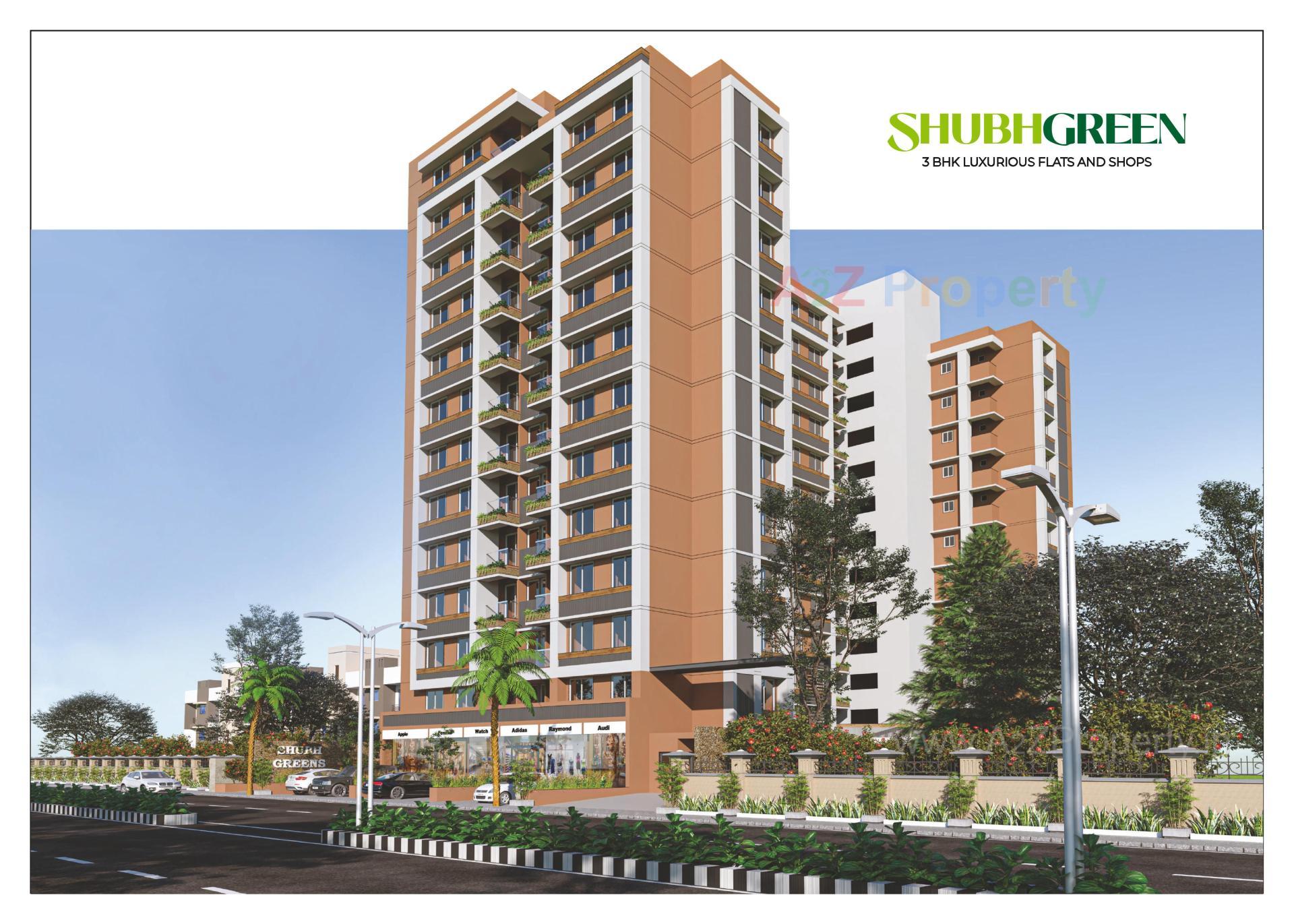 3D Elevation of real estate project Shubh Green located at Tragad, Ahmedabad, Gujarat
