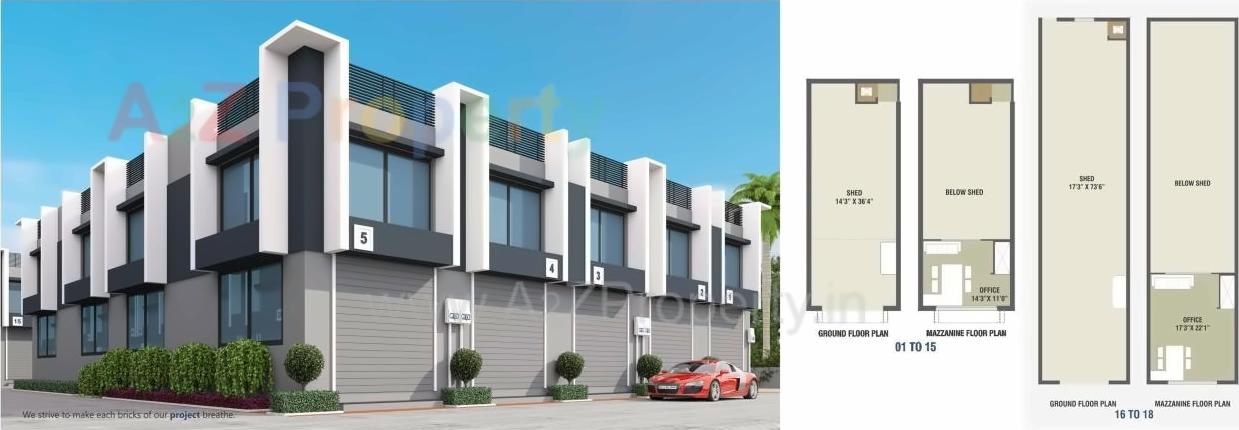 3D Elevation of real estate project Shyam Business Park located at Aslali, Ahmedabad, Gujarat