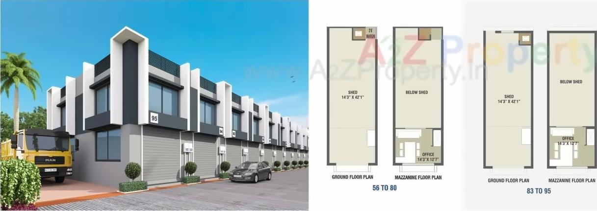 3D Elevation of real estate project Shyam Business Park located at Aslali, Ahmedabad, Gujarat