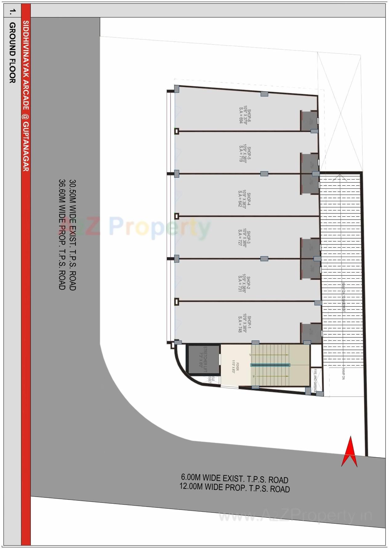 Layout of real estate project Siddhi Vinayak Arcade Block located at Vasna, Ahmedabad, Gujarat