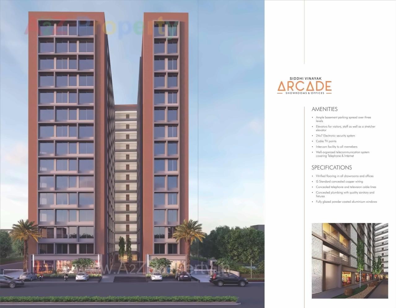 3D Elevation of real estate project Siddhi Vinayak Arcade located at Makarba, Ahmedabad, Gujarat