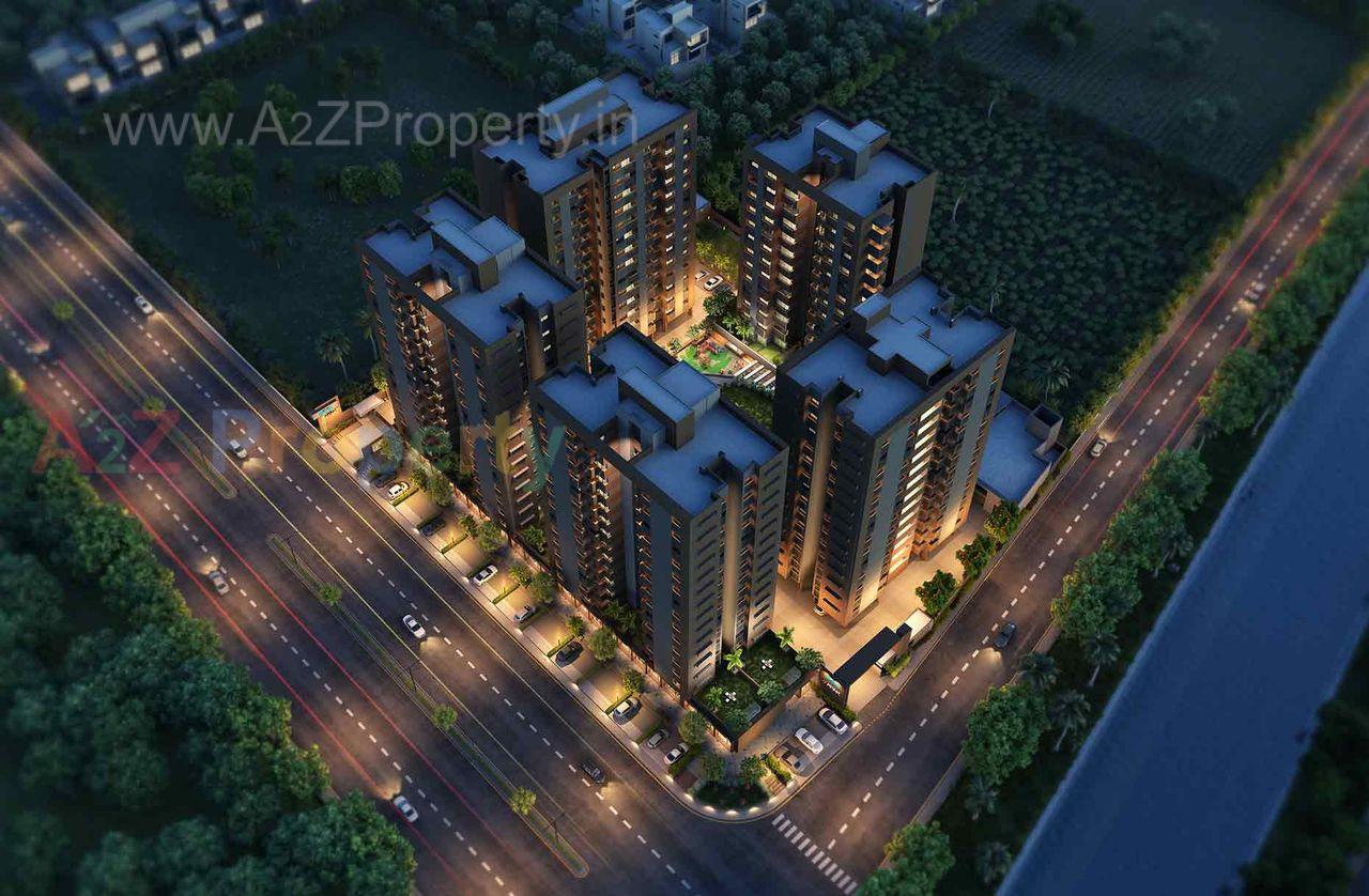 Bird Eye View Night of real estate project Silver Brook located at Sola, Ahmedabad, Gujarat