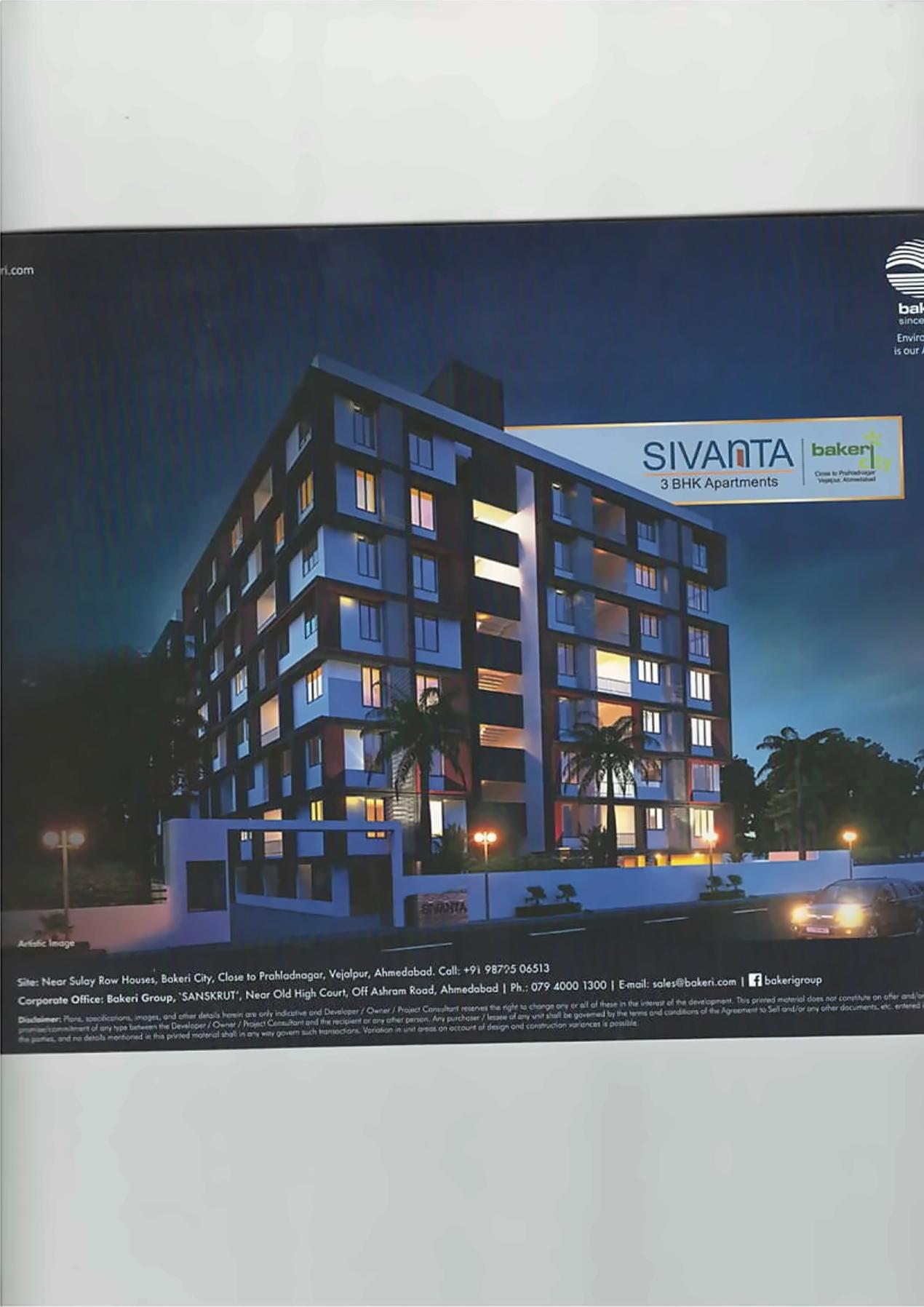 3D Elevation of real estate project Sivanta Apartments located at City, Ahmedabad, Gujarat