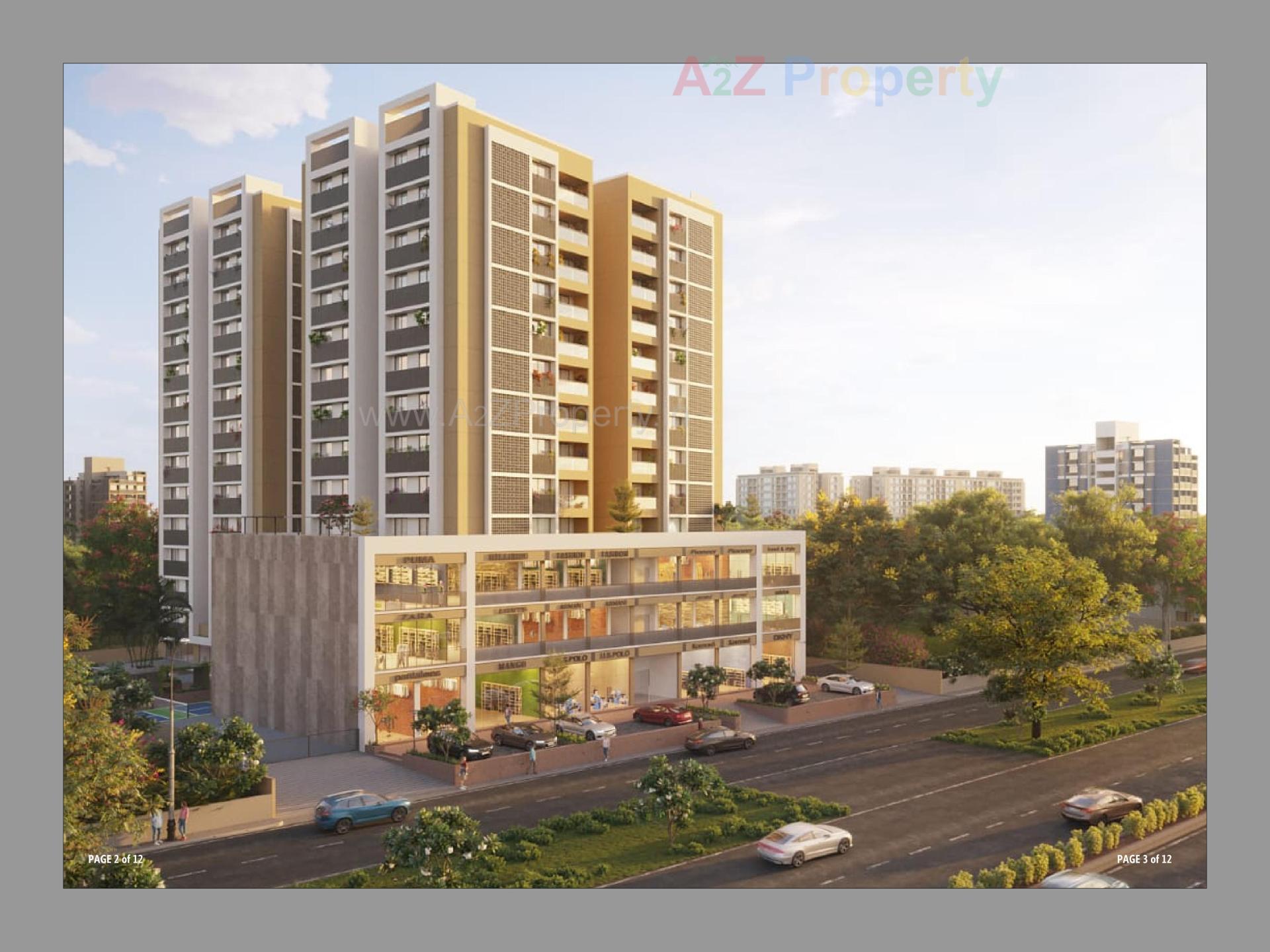 3D Elevation of real estate project Sky 100 located at Thaltej, Ahmedabad, Gujarat