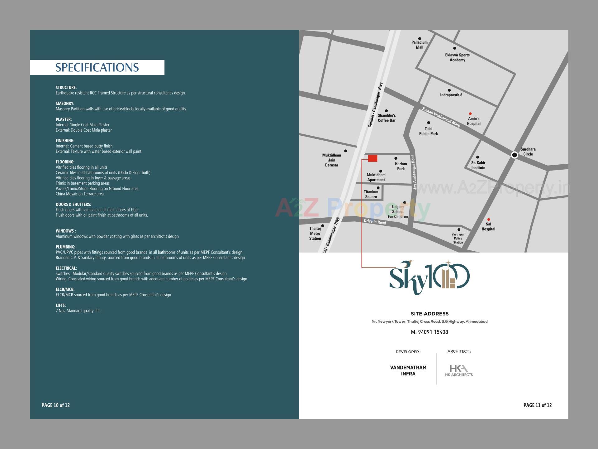  of real estate project Sky 100 located at Thaltej, Ahmedabad, Gujarat