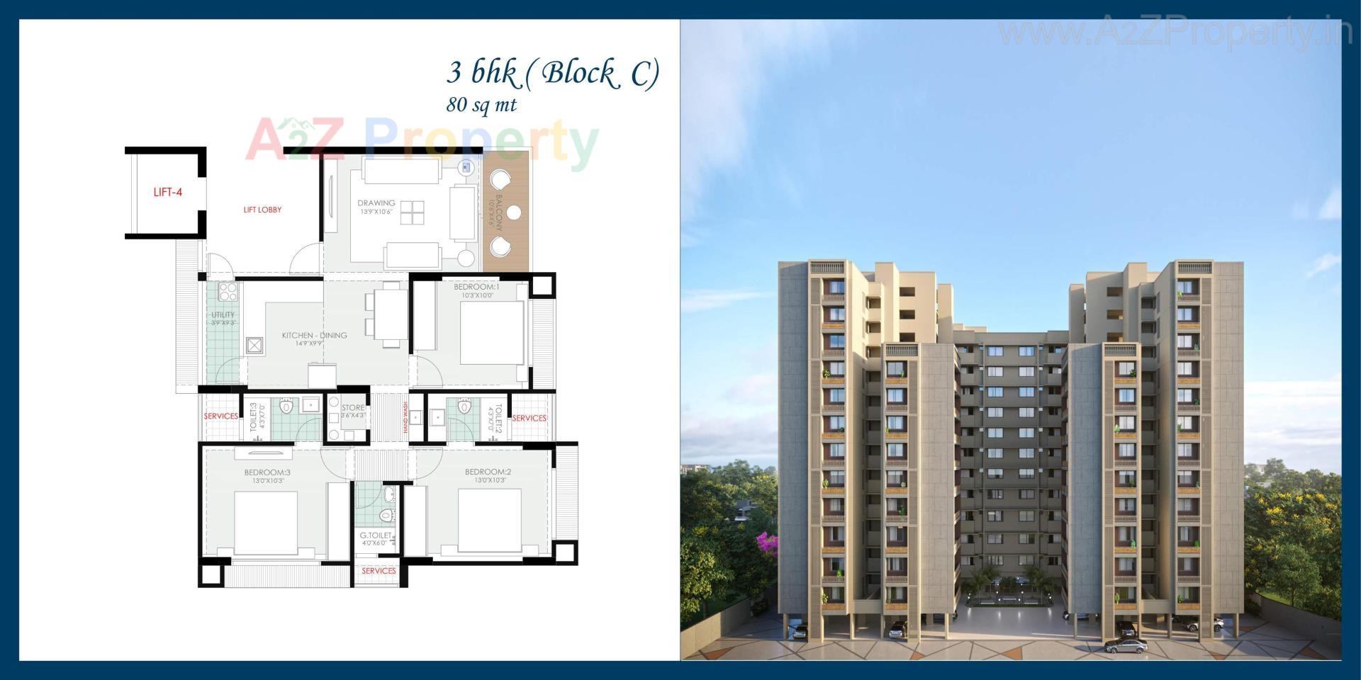 Layout of real estate project Sky Leaf located at Khodiyar, Ahmedabad, Gujarat