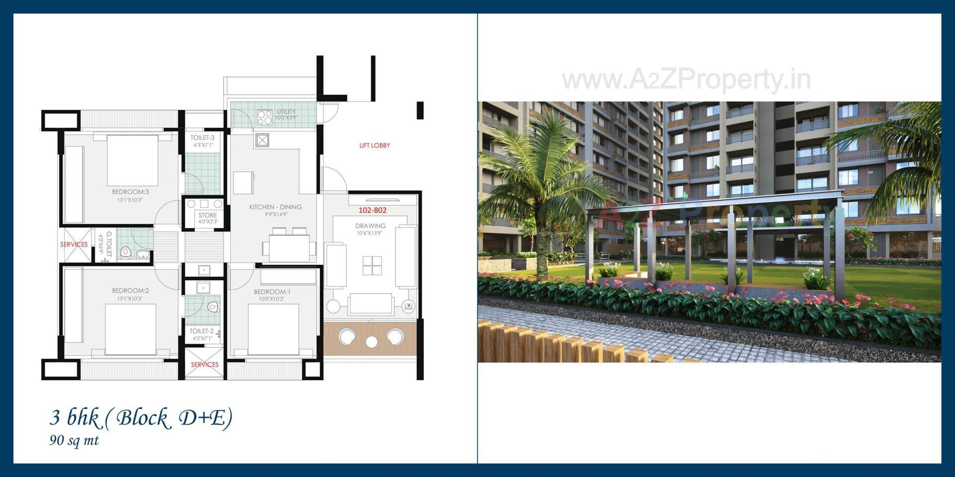 Layout of real estate project Sky Leaf located at Khodiyar, Ahmedabad, Gujarat