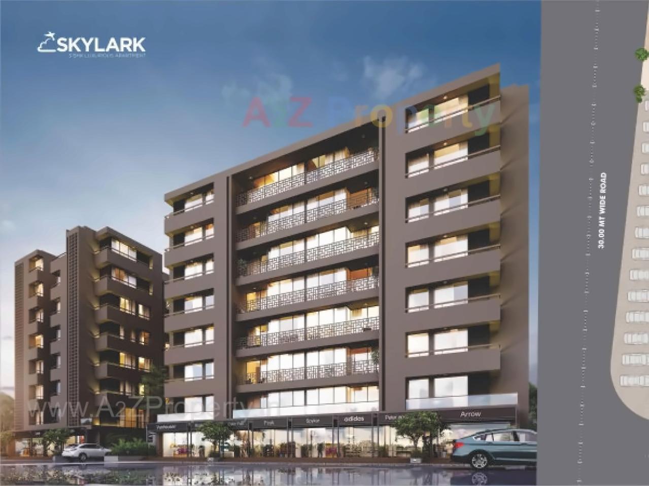 3D Elevation of real estate project Skylark Appartment located at Sola, Ahmedabad, Gujarat