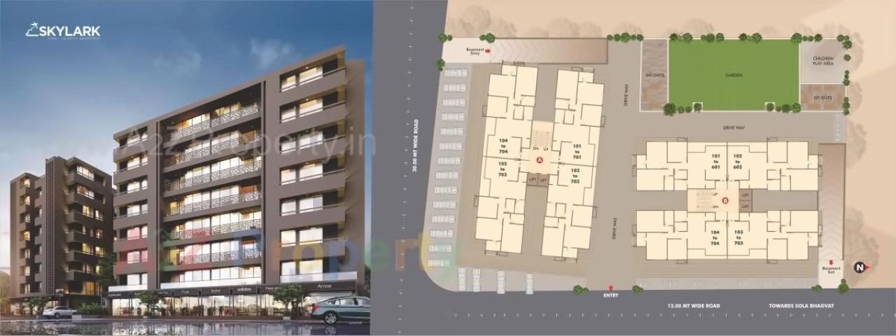 Layout of real estate project Skylark Appartment located at Sola, Ahmedabad, Gujarat