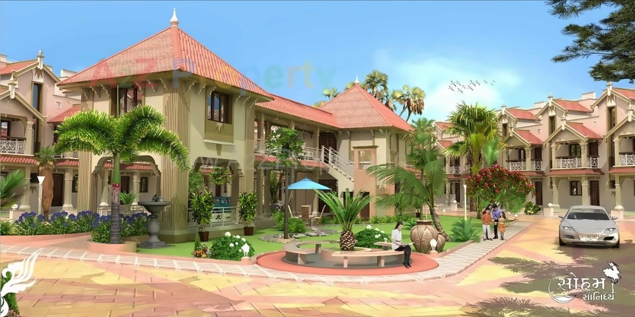 3D Elevation of real estate project Soham Sanidhya Bunglows located at Ramol, Ahmedabad, Gujarat