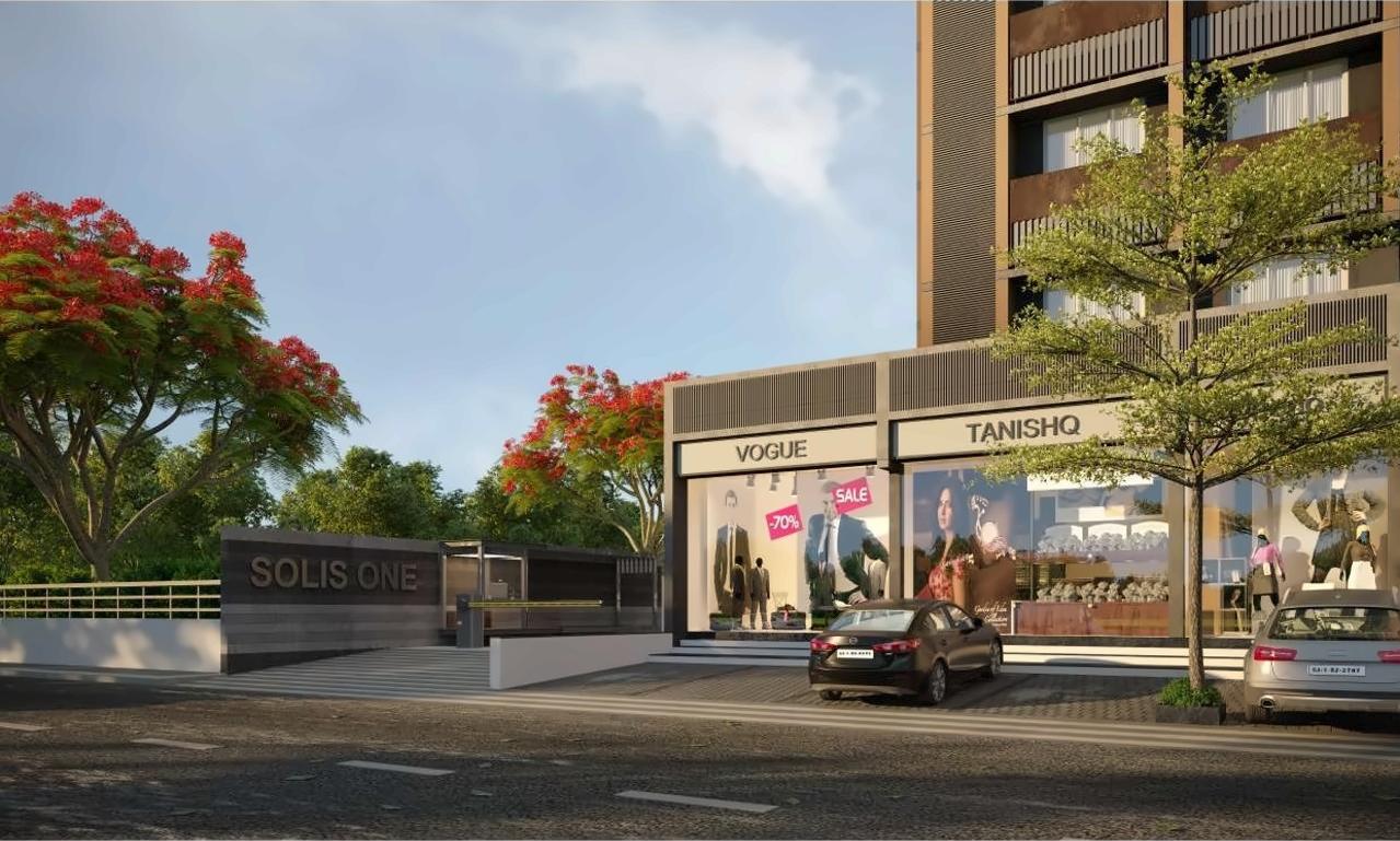 3D Elevation of real estate project Solis One located at Ghuma, Ahmedabad, Gujarat
