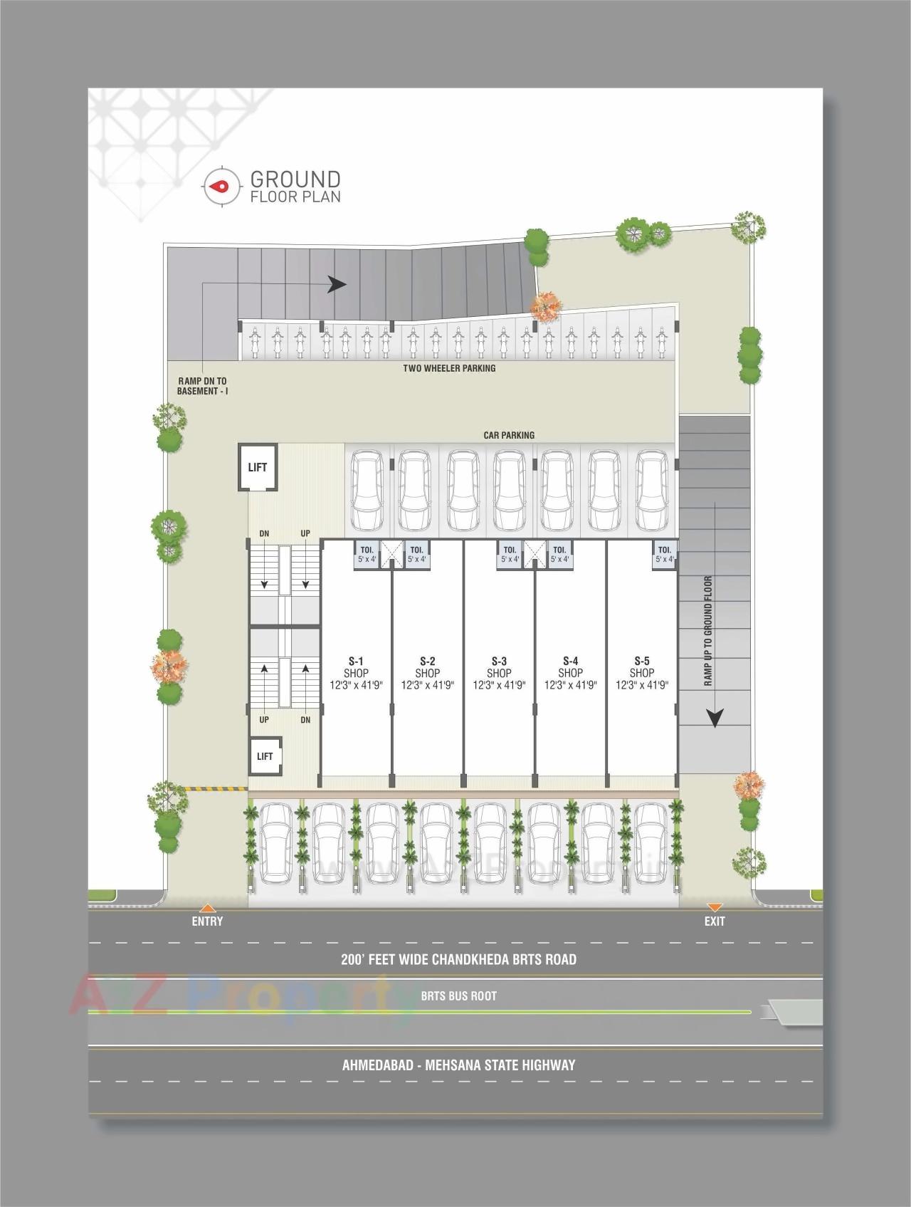 Layout of real estate project Sparsh Arcade located at Chandkheda, Ahmedabad, Gujarat