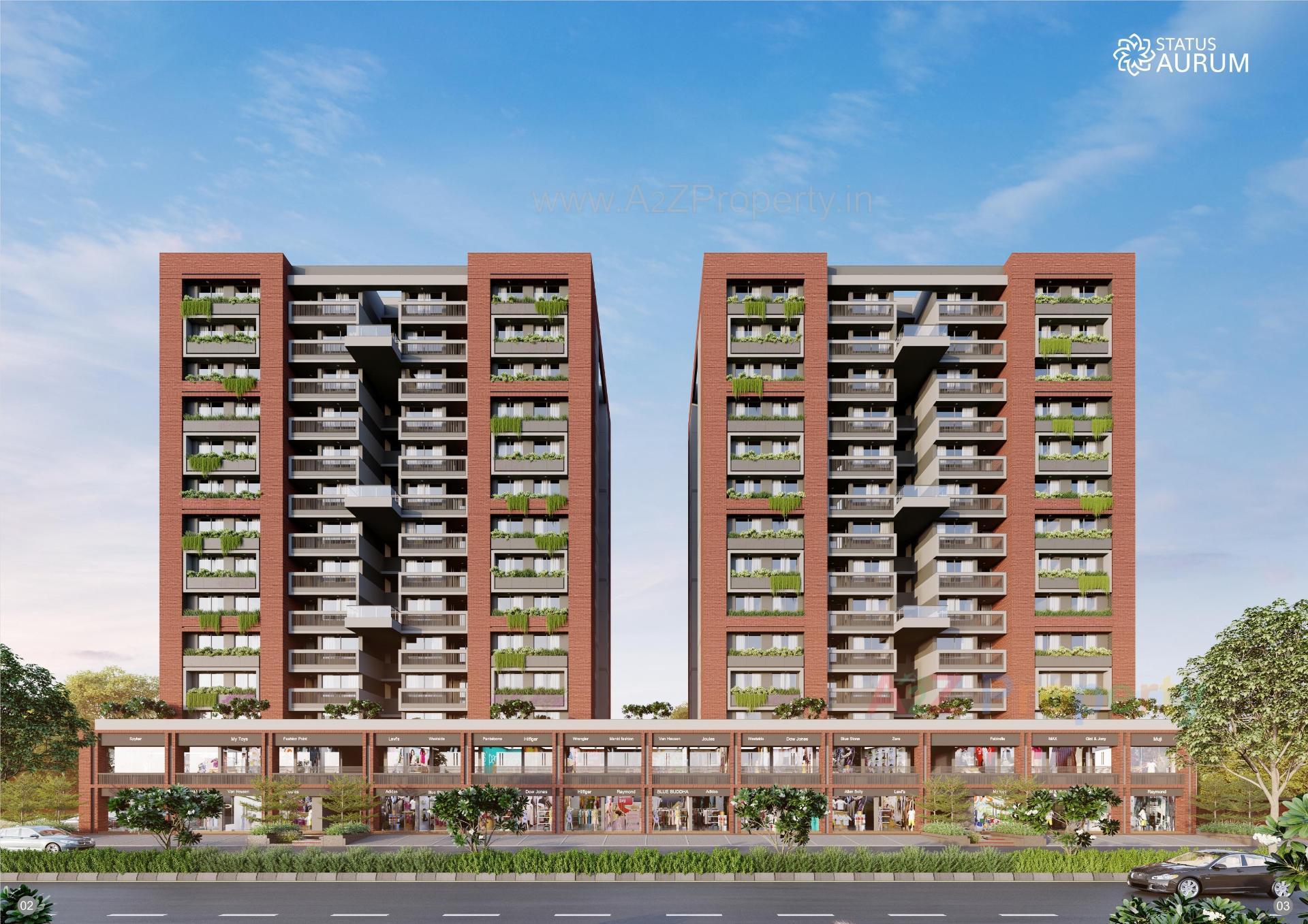 3D Elevation of real estate project Status Aurum located at Gota, Ahmedabad, Gujarat