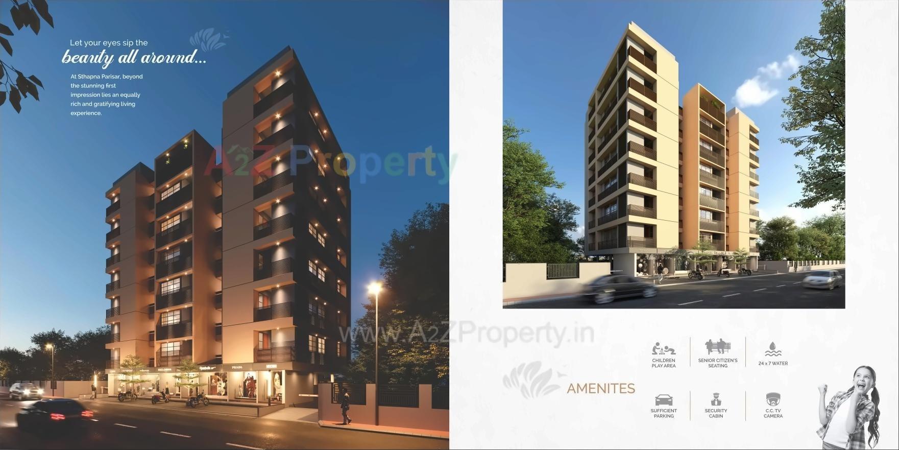 3D Elevation of real estate project Sthapana Parisar located at Chandlodia, Ahmedabad, Gujarat