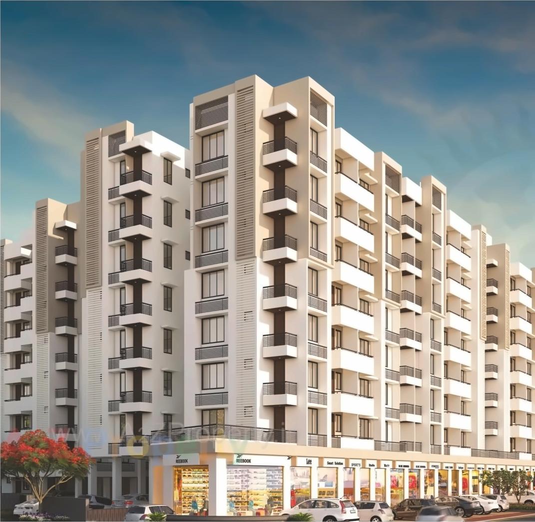 3D Elevation of real estate project Sudarshan Complex located at Ghtlodiya, Ahmedabad, Gujarat