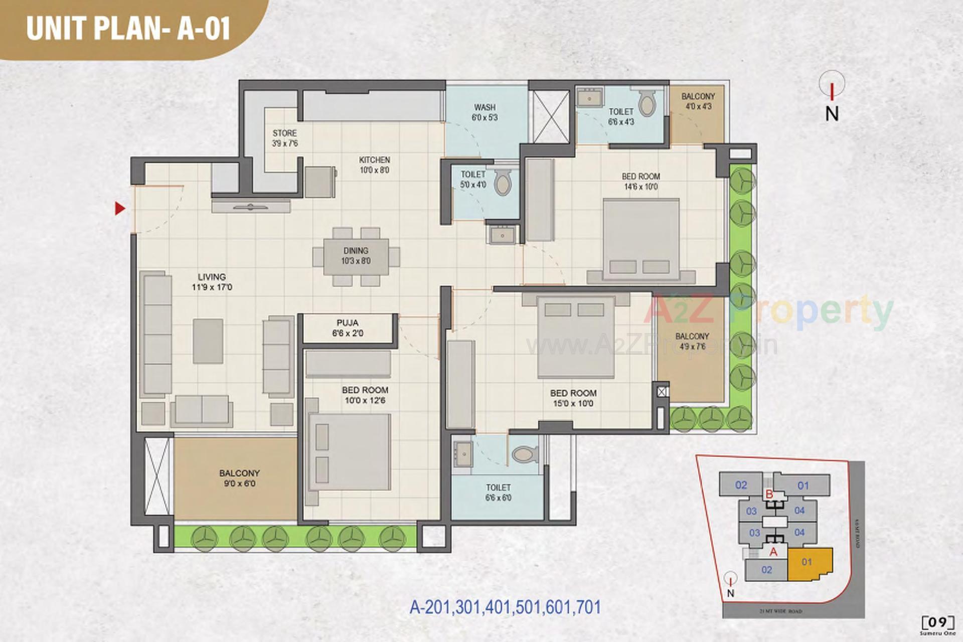 Layout of real estate project Sumeru One located at Paldi, Ahmedabad, Gujarat