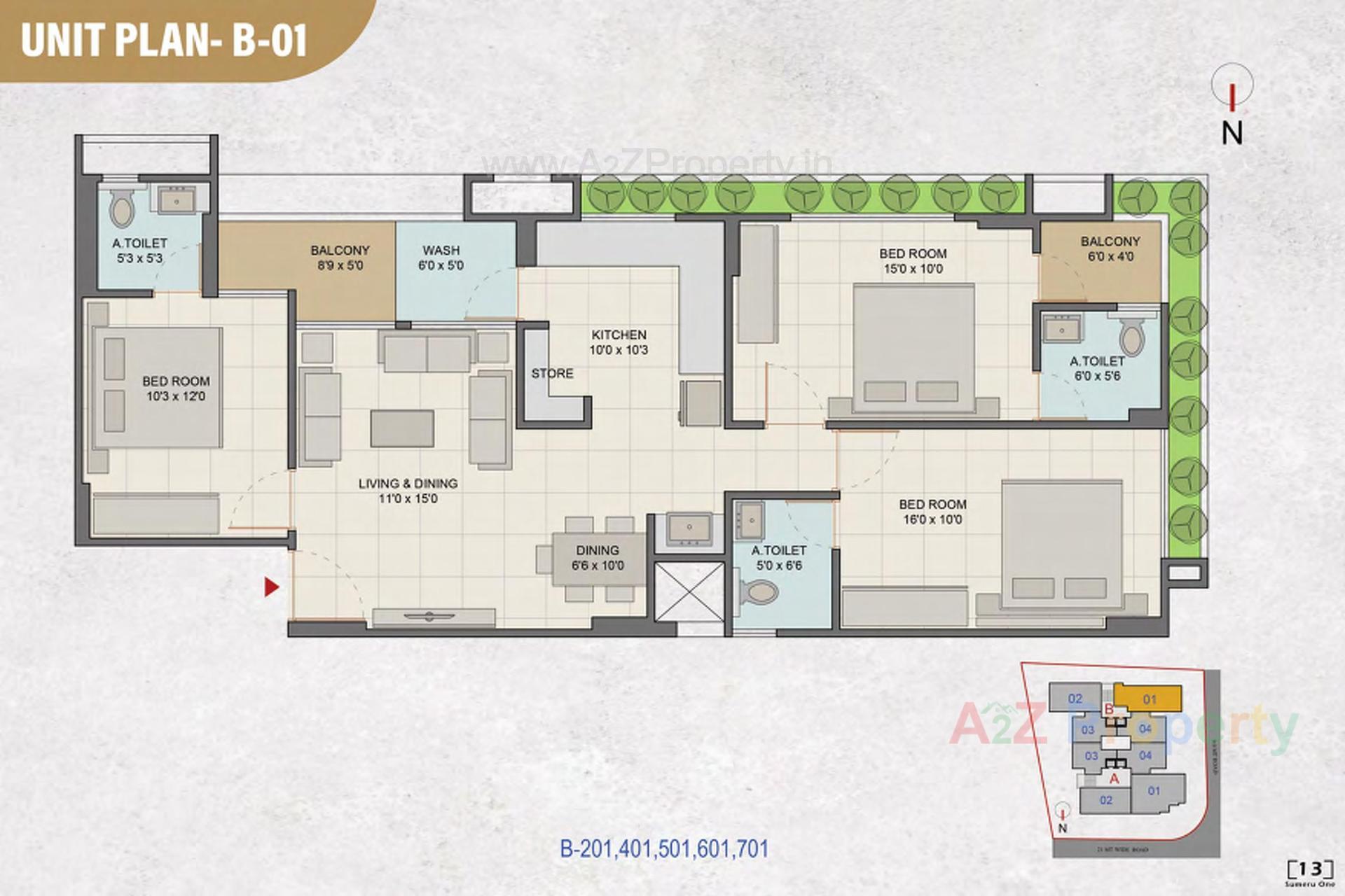 Layout of real estate project Sumeru One located at Paldi, Ahmedabad, Gujarat