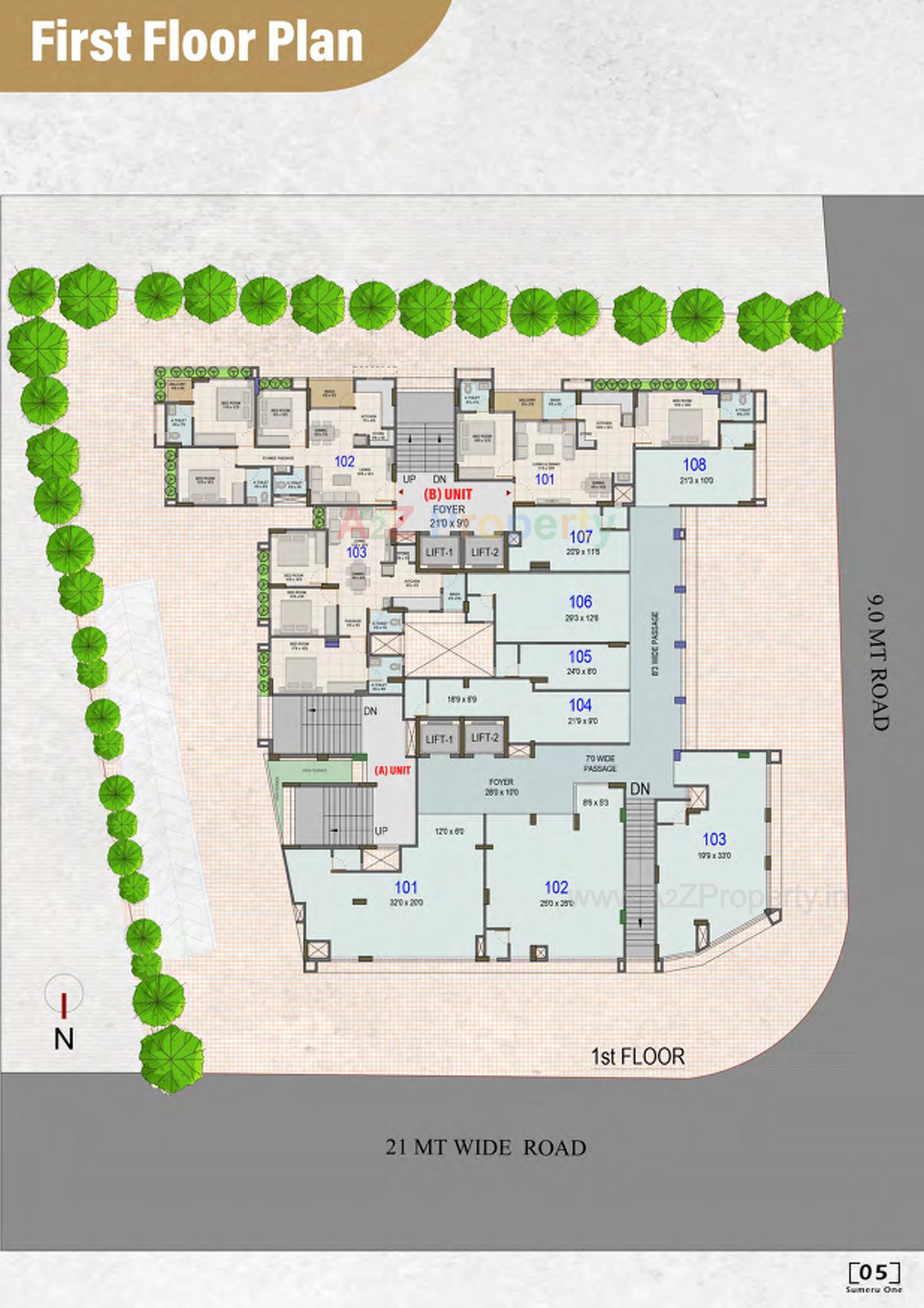 Layout of real estate project Sumeru One located at Paldi, Ahmedabad, Gujarat