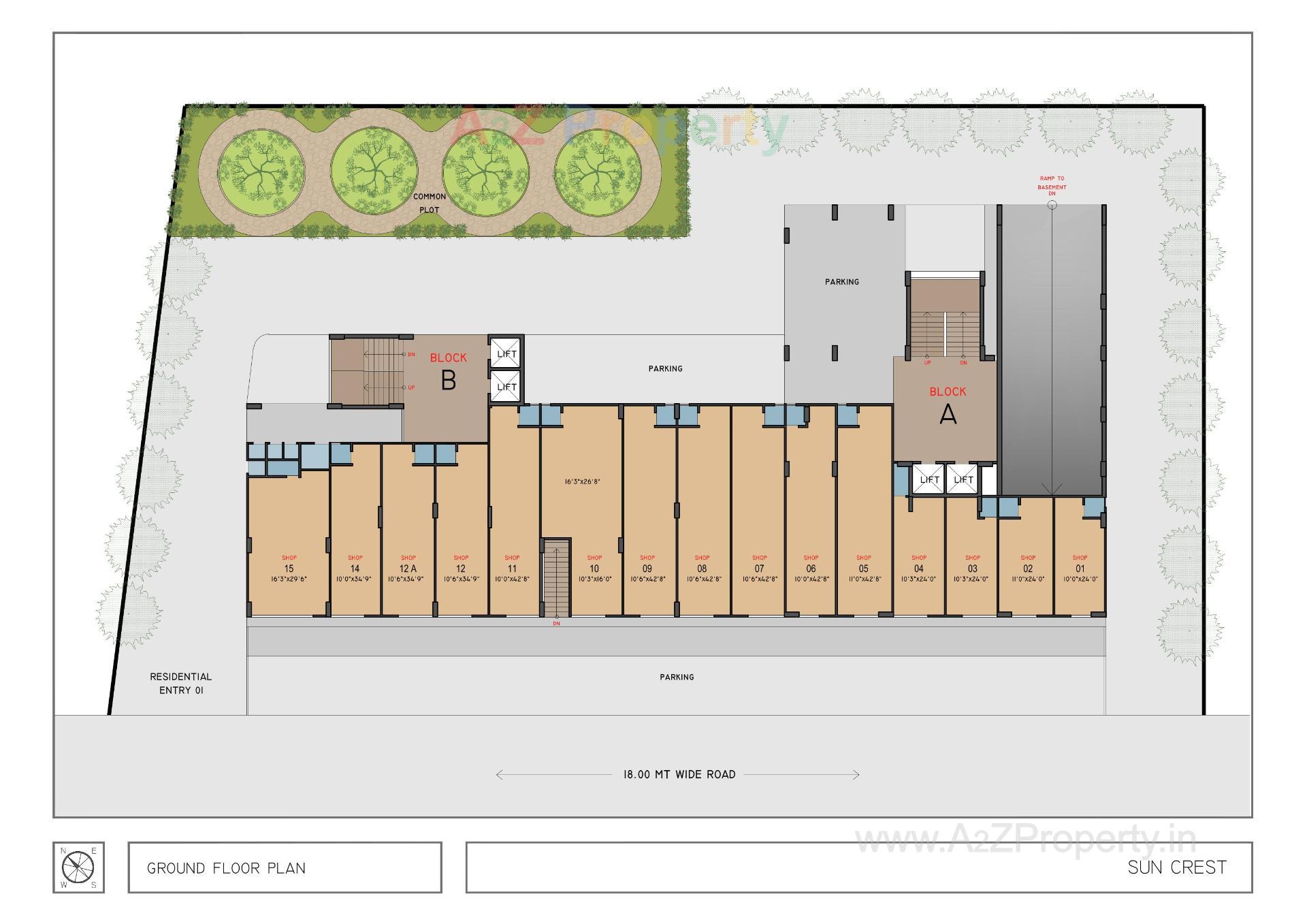 Layout of real estate project Sun Crest located at Bhadaj, Ahmedabad, Gujarat