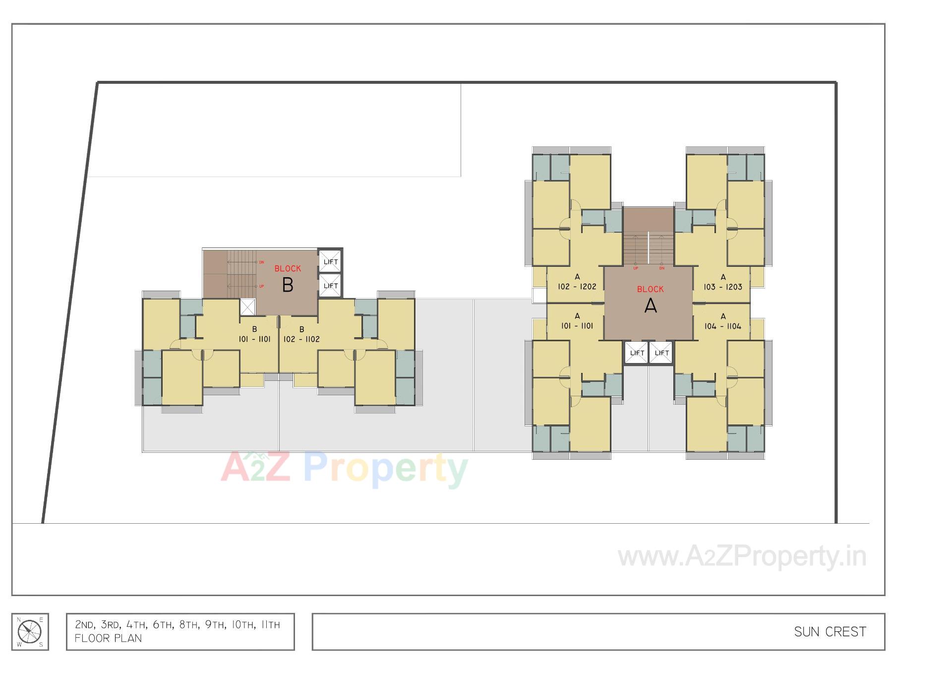 Layout of real estate project Sun Crest located at Bhadaj, Ahmedabad, Gujarat