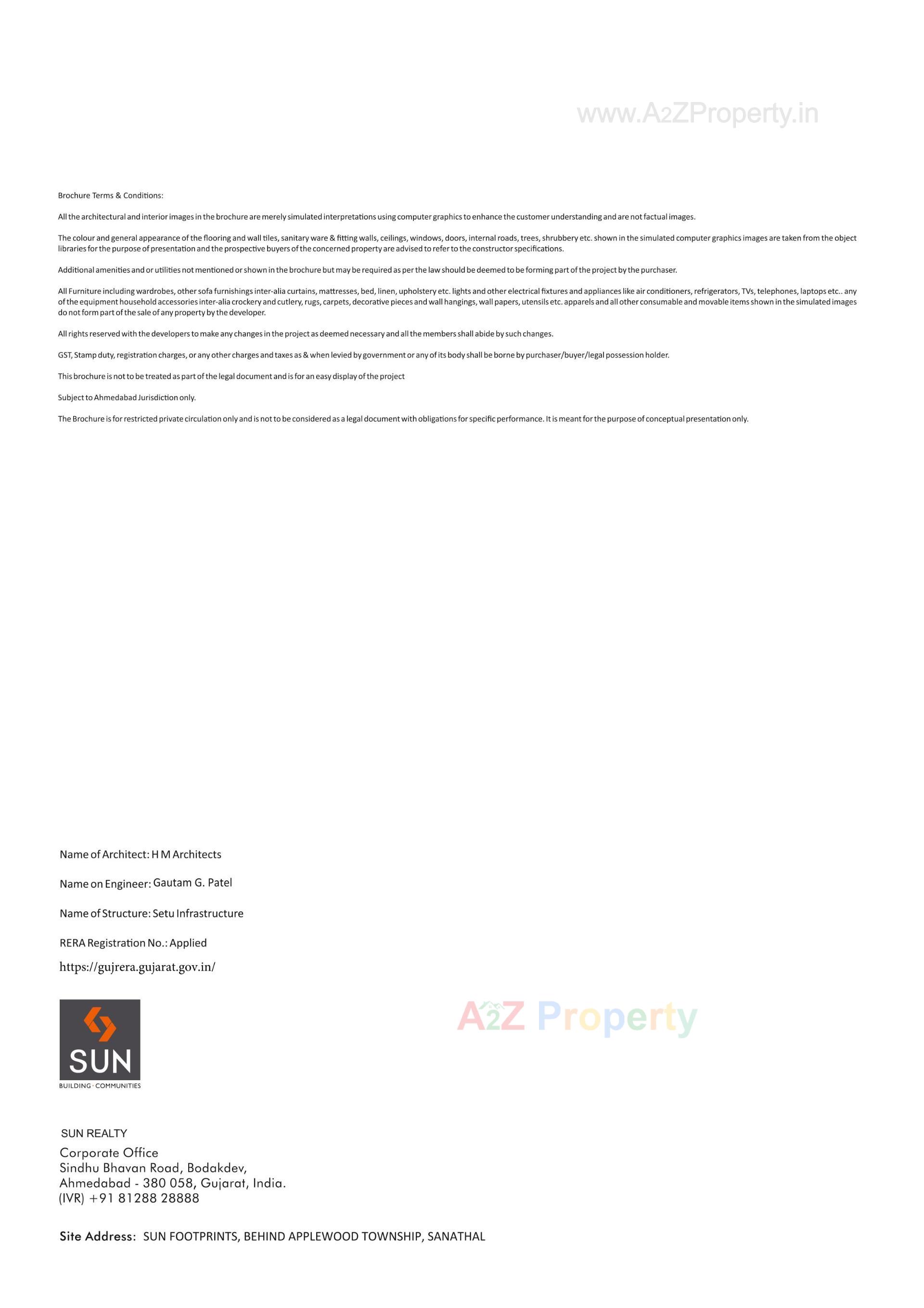  of real estate project Sun Footprints located at Sanathal, Ahmedabad, Gujarat