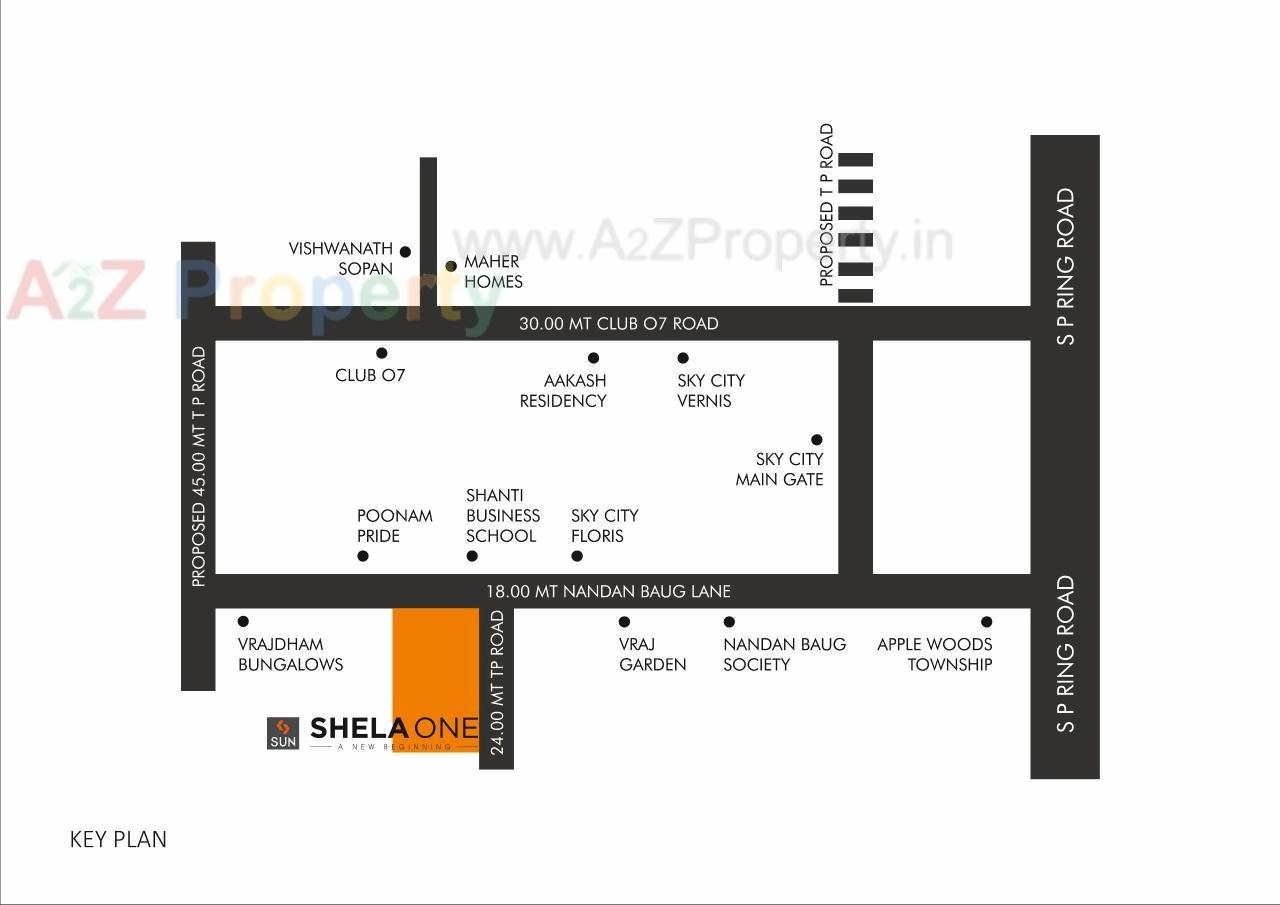 Layout of real estate project Sun Shela One located at Shela, Ahmedabad, Gujarat