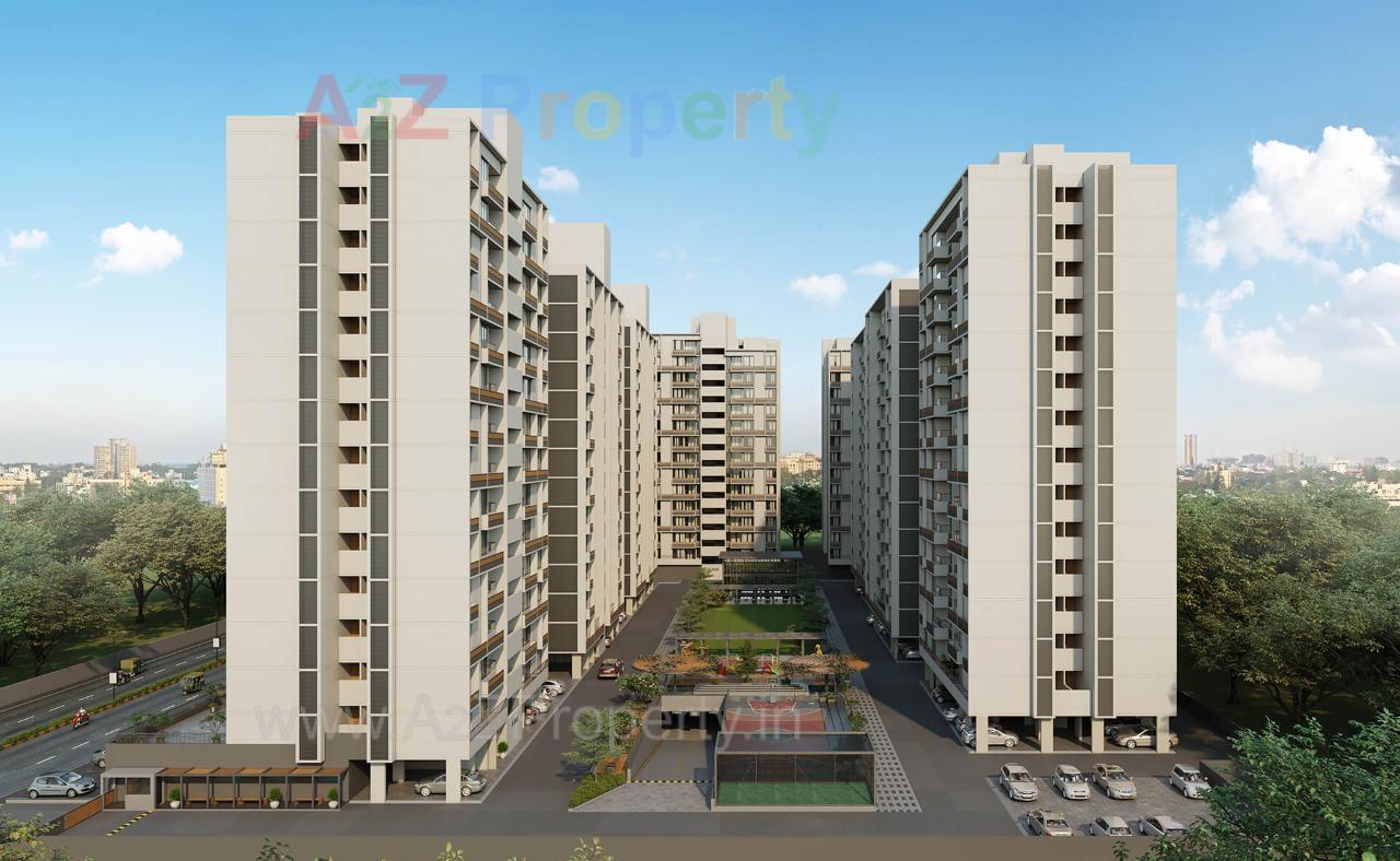 3D Elevation of real estate project Sun Southrayz located at Ghuma, Ahmedabad, Gujarat
