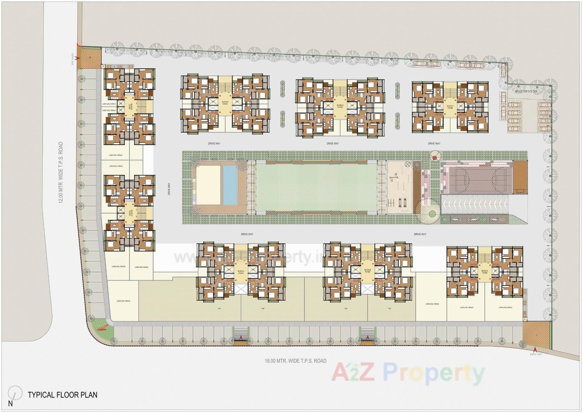 Layout of real estate project Sun Southrayz located at Ghuma, Ahmedabad, Gujarat
