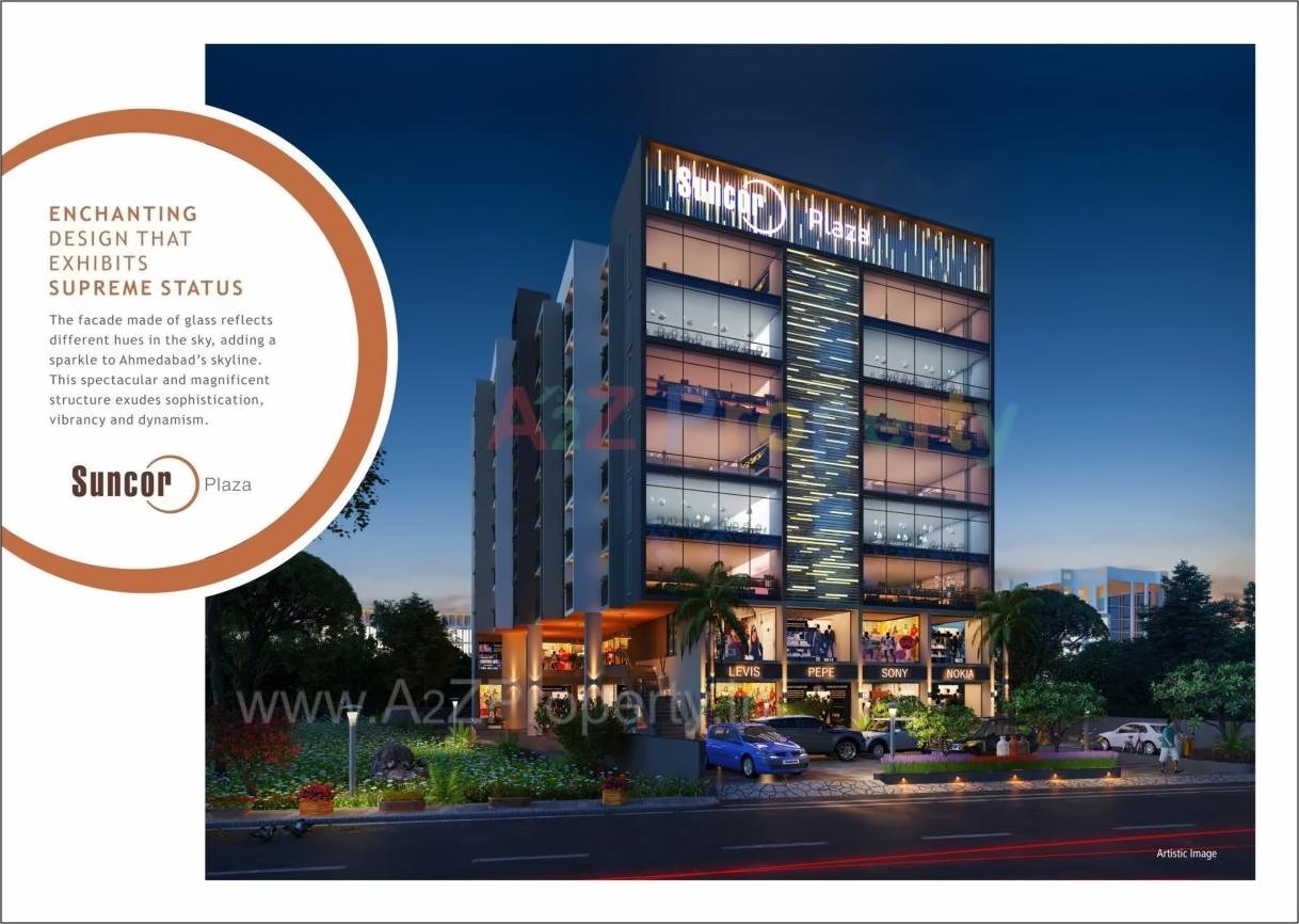 3D Elevation of real estate project Suncor Plaza located at Ghodasar, Ahmedabad, Gujarat