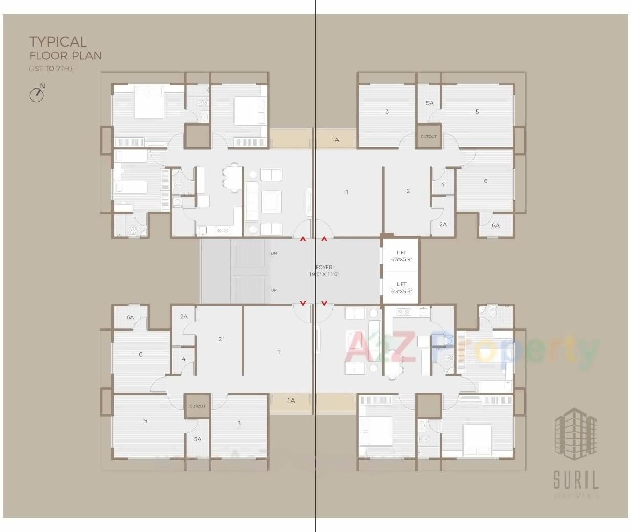 Layout of real estate project Suril Apartments located at Vstrapur, Ahmedabad, Gujarat