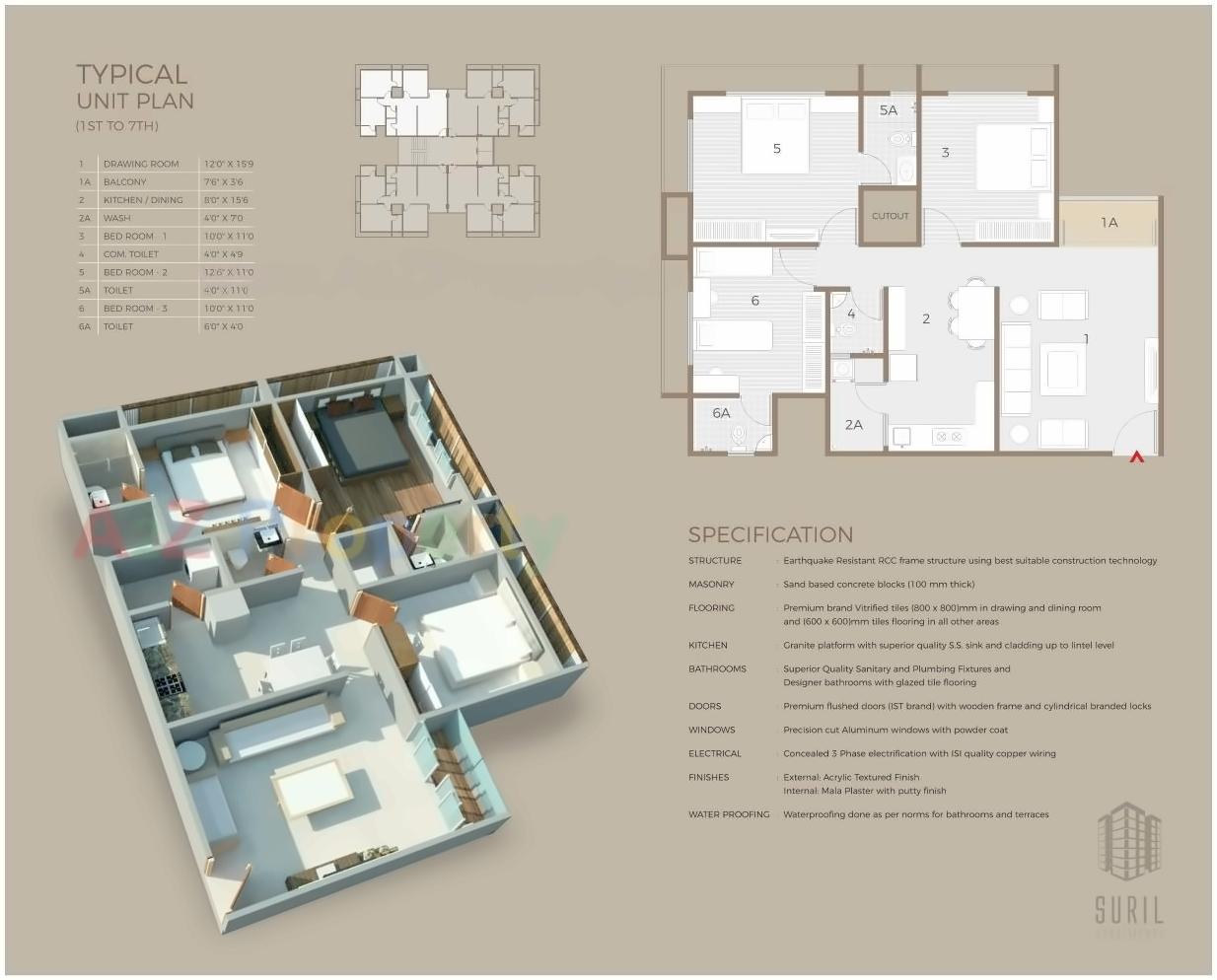 Layout of real estate project Suril Apartments located at Vstrapur, Ahmedabad, Gujarat