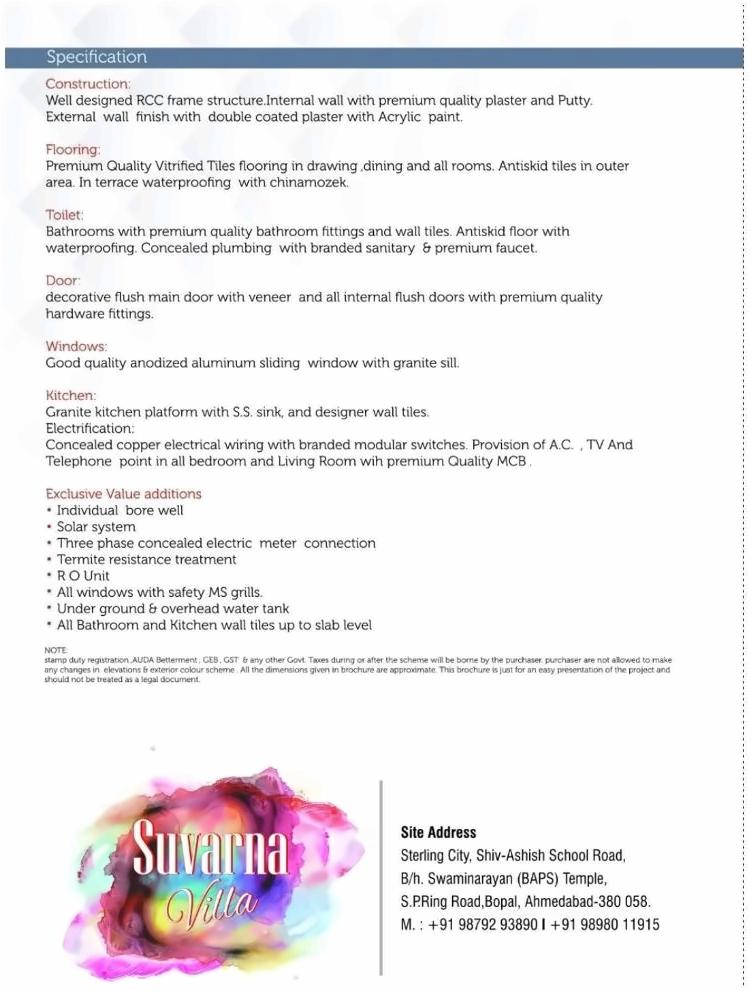  of real estate project Suvarna Villa located at Bopal, Ahmedabad, Gujarat