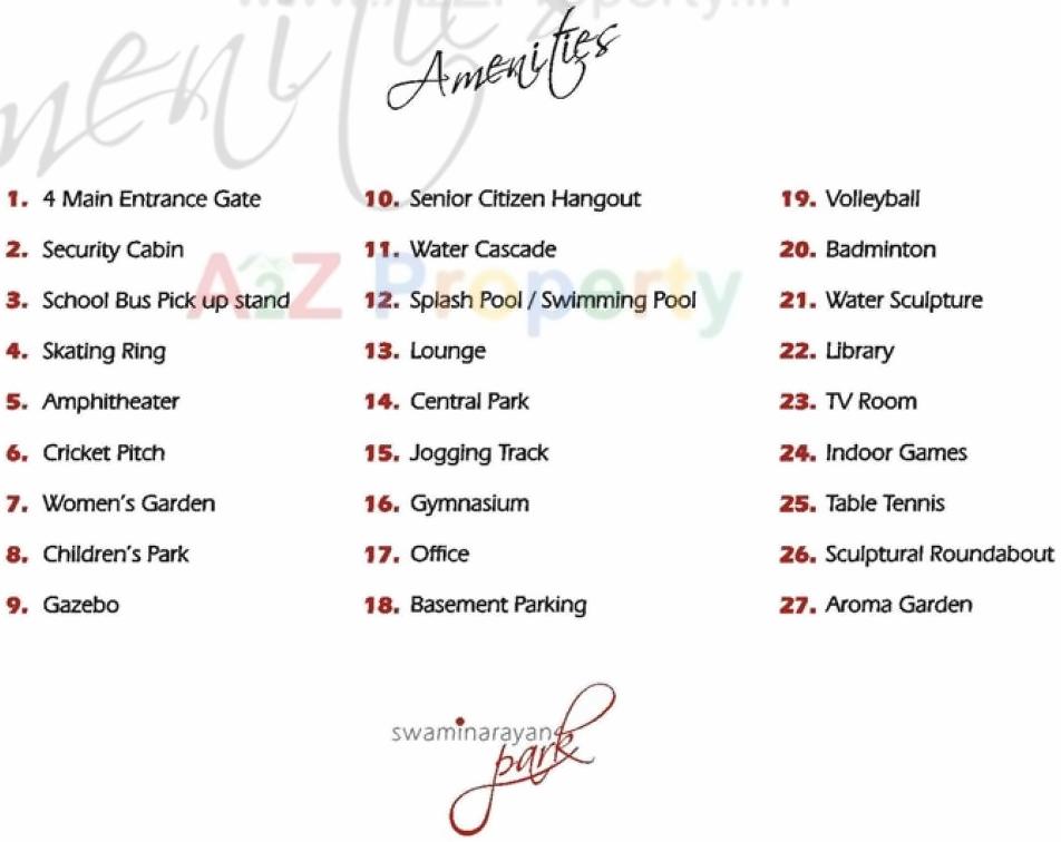 Amenities of Swaminarayan Park Naroda