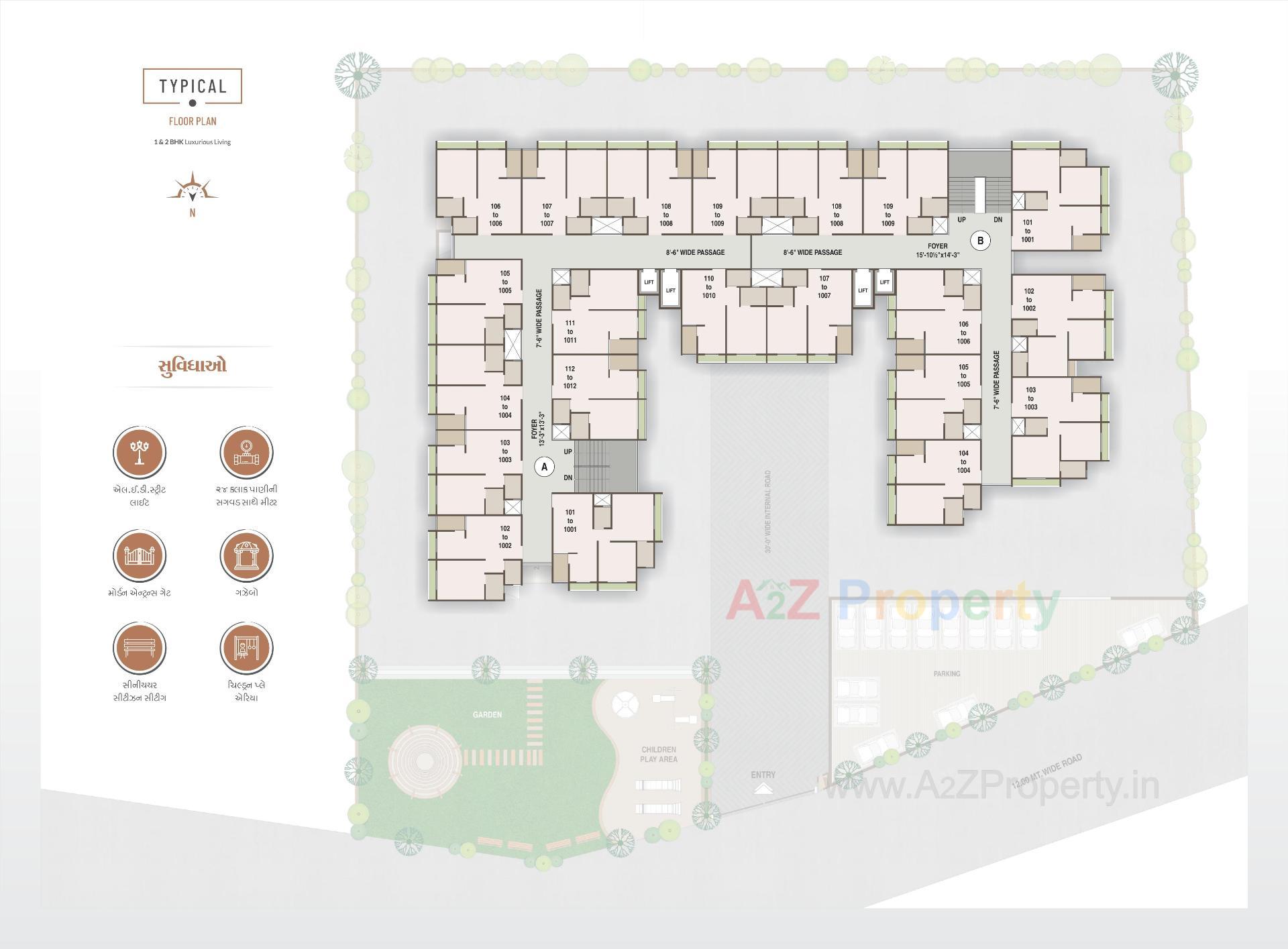 Layout of real estate project Swapnil Sky located at Hanspura, Ahmedabad, Gujarat
