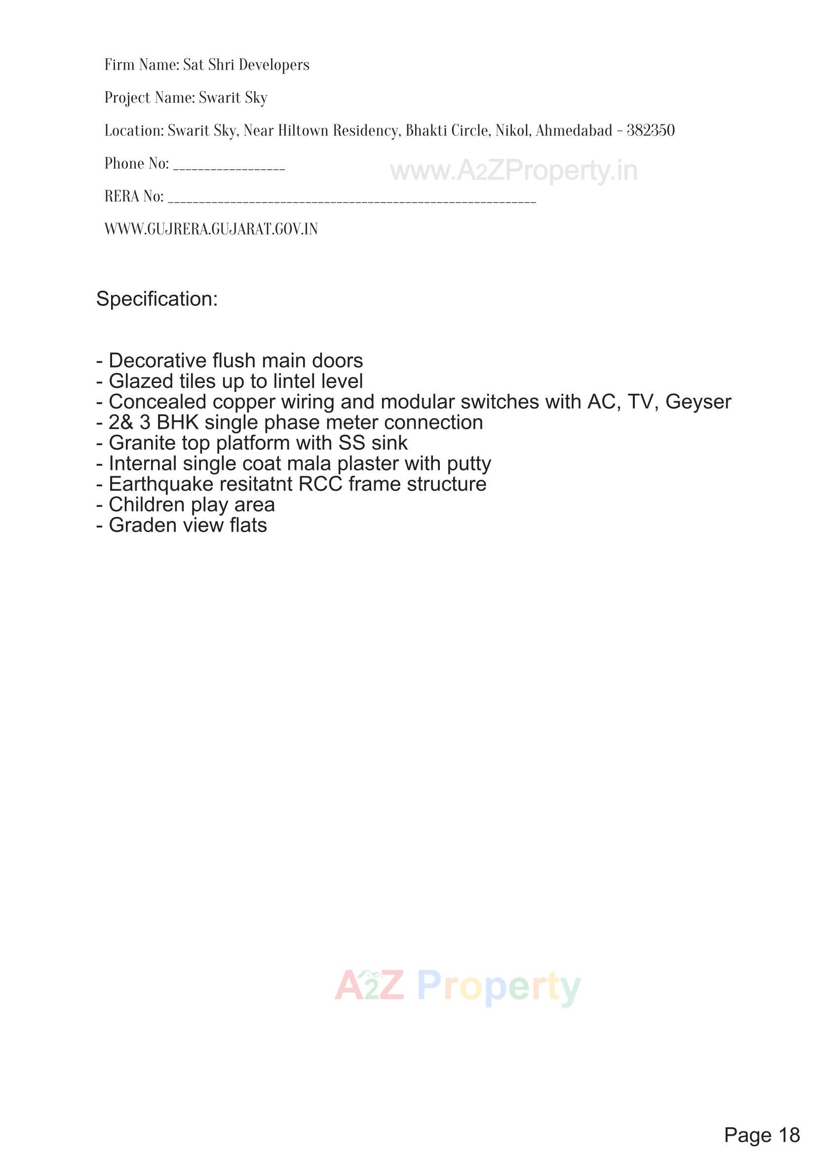  of real estate project Swarit Sky located at Nikol, Ahmedabad, Gujarat